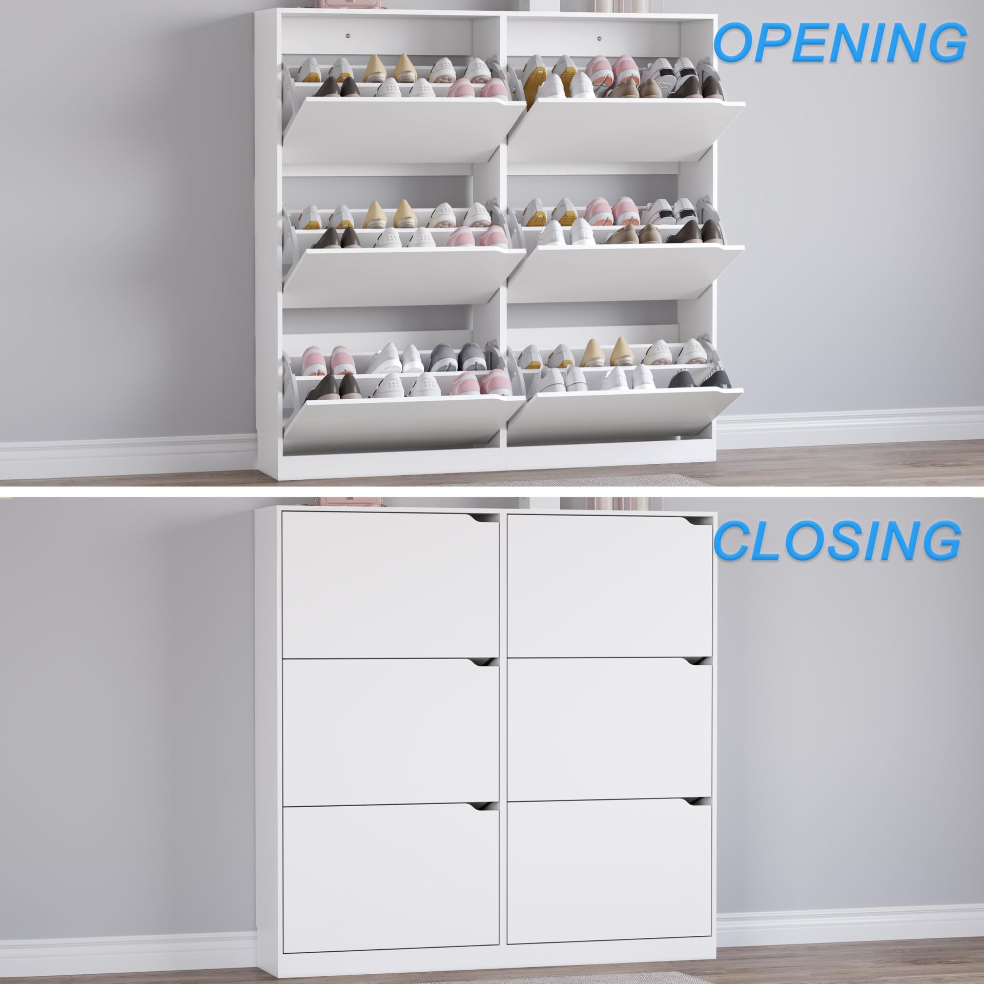 Shoe Cabinet with 6 Flip Drawers
