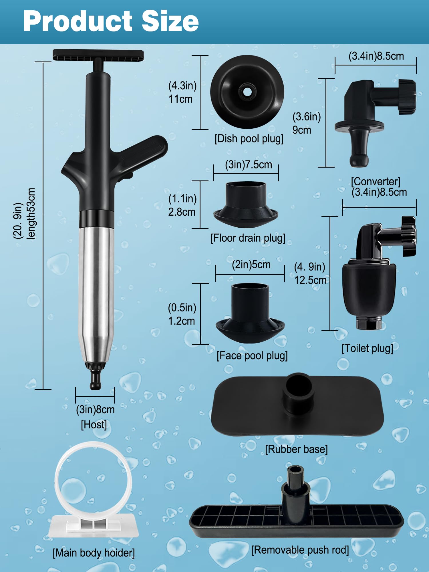 Toilet Plunger Drain Clog Remover Tool