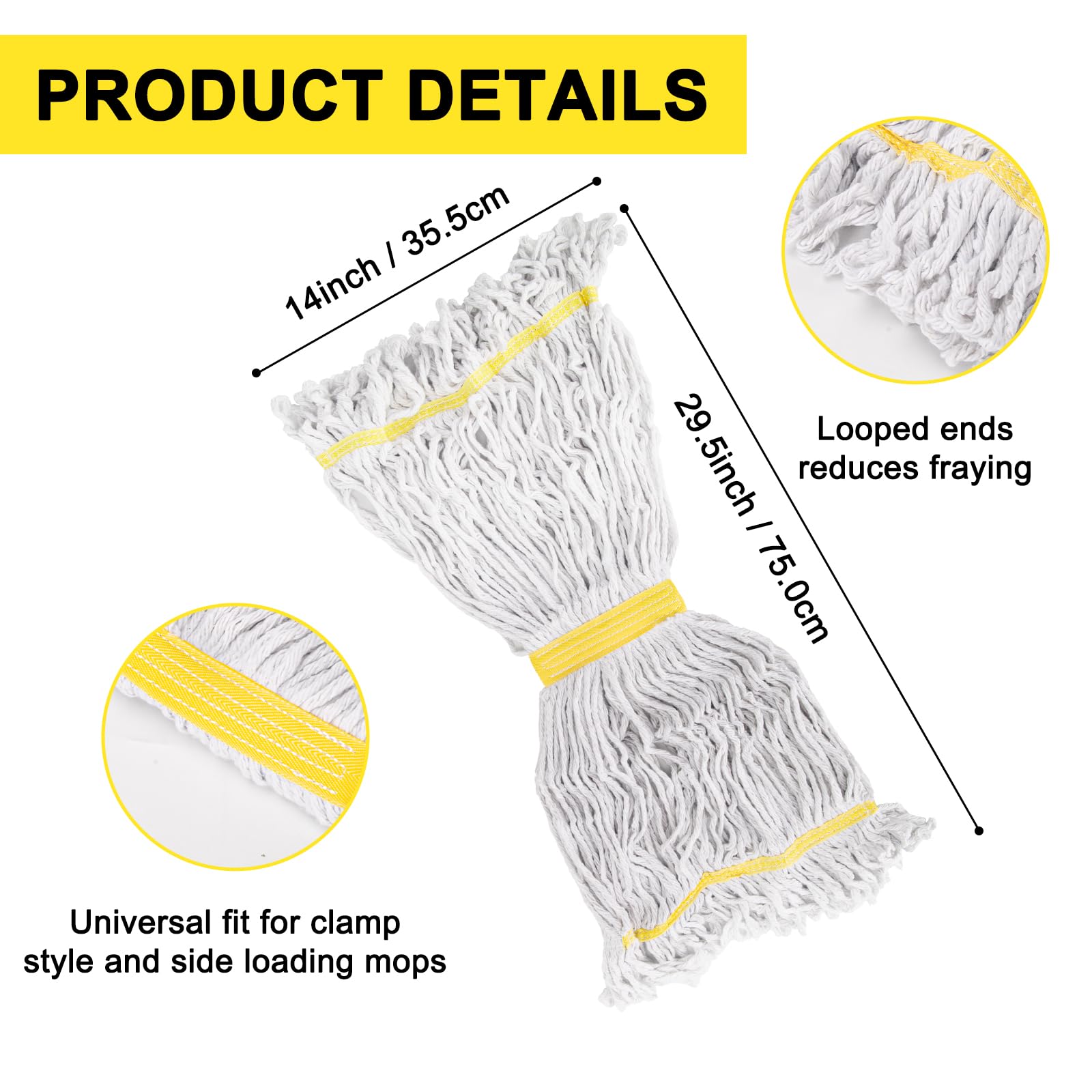 3 Pack Heavy Duty Commercial Mop Head Replacement - ModHome Supplies