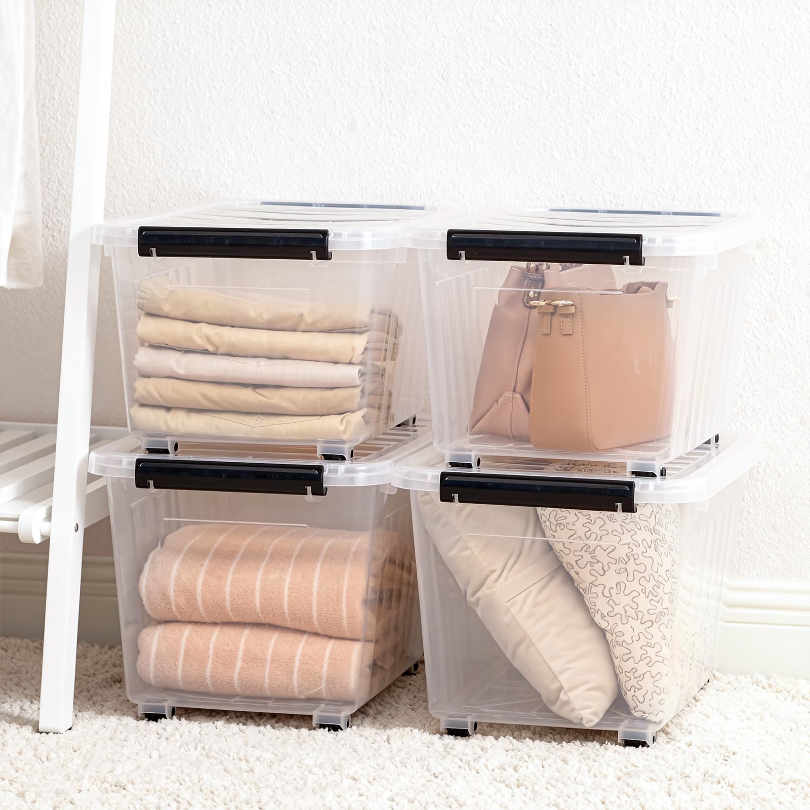 54 Quart Large Clear Plastic Storage Bins with Lids 4 (4 Count)