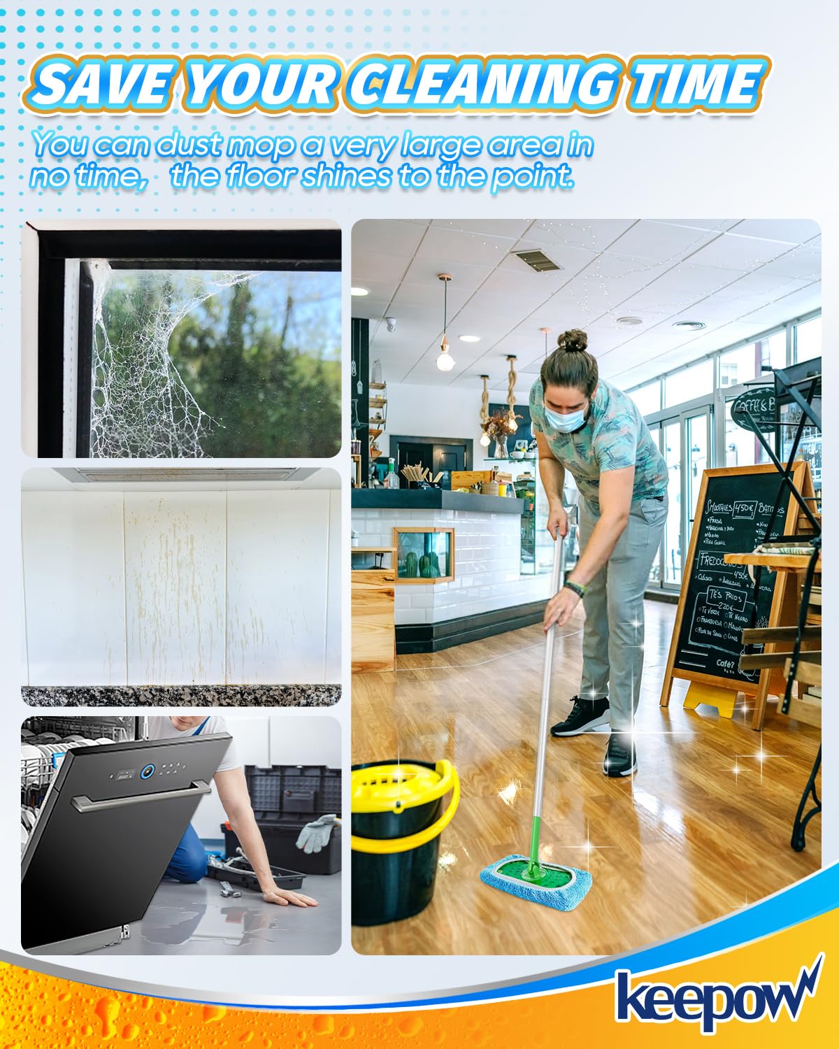 6 Pack Reusable Mop Pads Compatible with Sweeper Mop (8 Count)