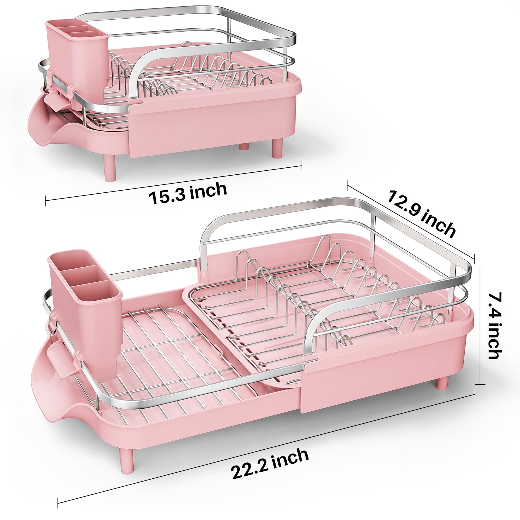 Expandable Dish Drying Rack for Small Kitchen Counter