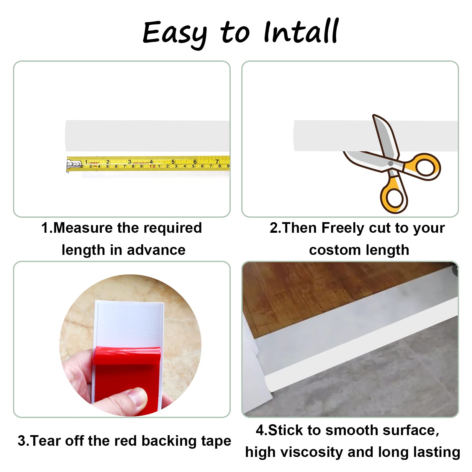 Floor Door Flat Transition Strip & Self Adhesive Floor Vinyl Floor Edge Trim Laminate Floor Gap Covering Joining Strip