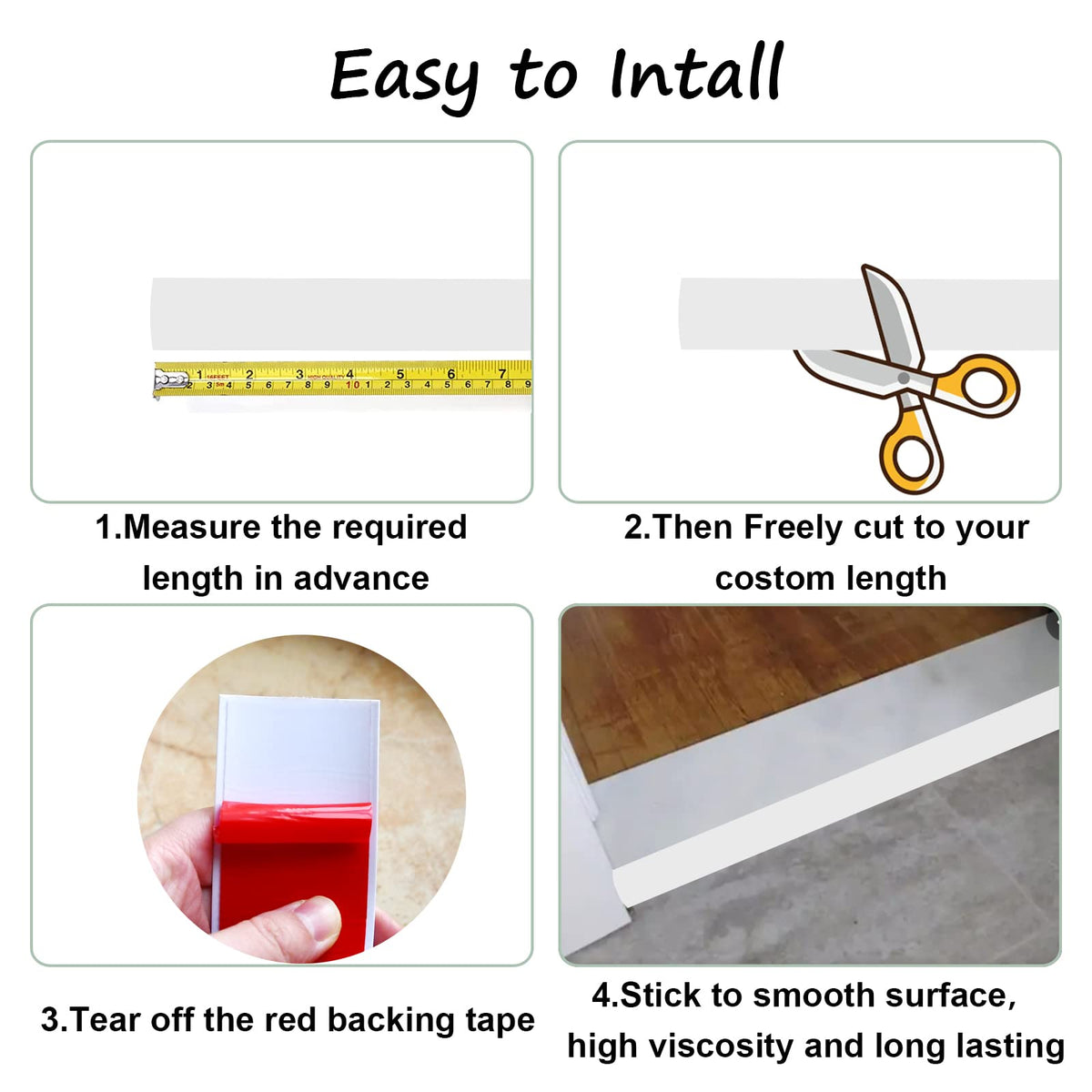 Floor Door Flat Transition Strip & Self Adhesive Floor Vinyl Floor Edge Trim Laminate Floor Gap Covering Joining Strip