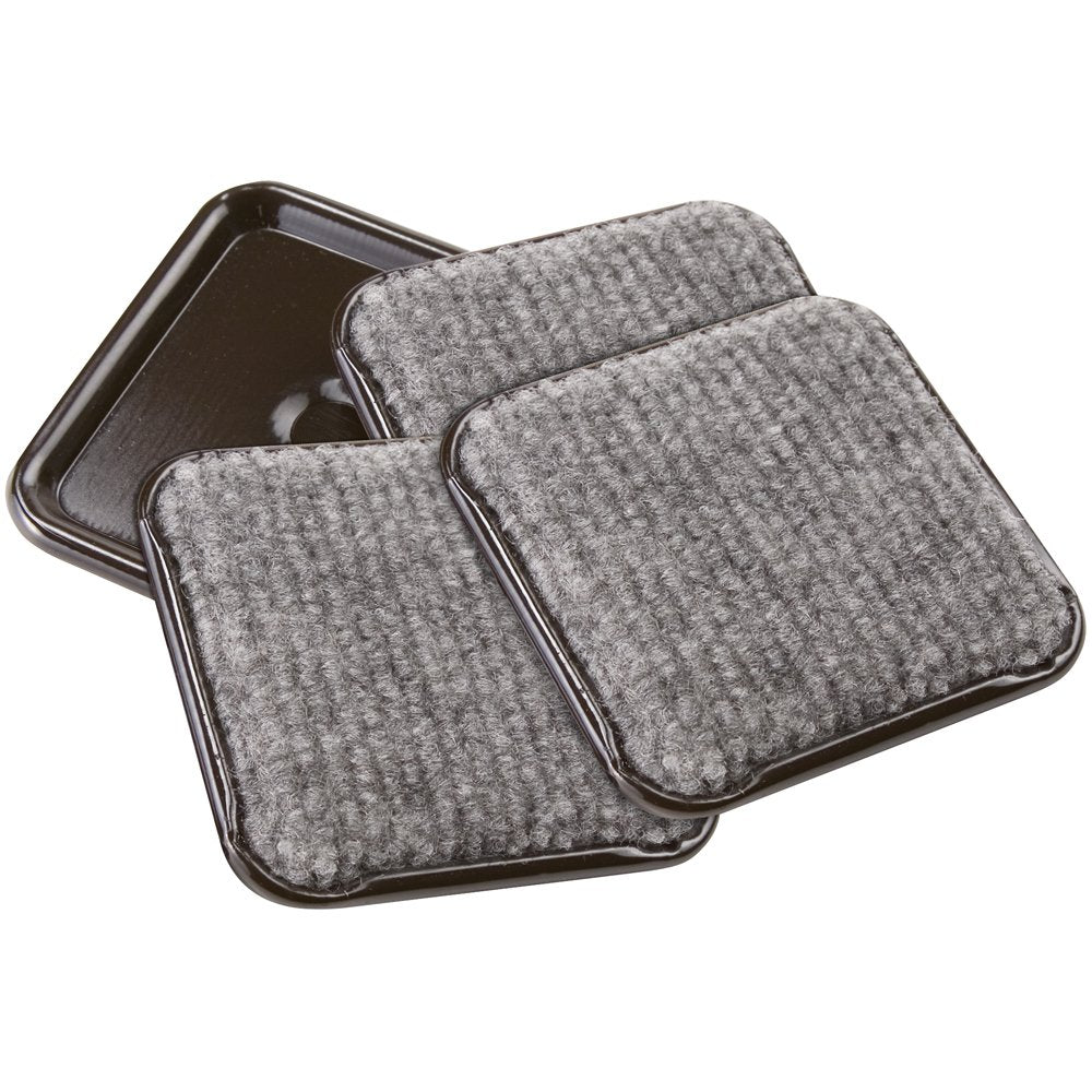 2-1/2" Square Reusable Carpet Bottom Furniture Caster Cups for Office Chairs, Desks, and Carts, Furniture Wheel Caster Cups for Carpet and Hardwood Surfaces, 12-Pack, Brown/Gray (2 Count)