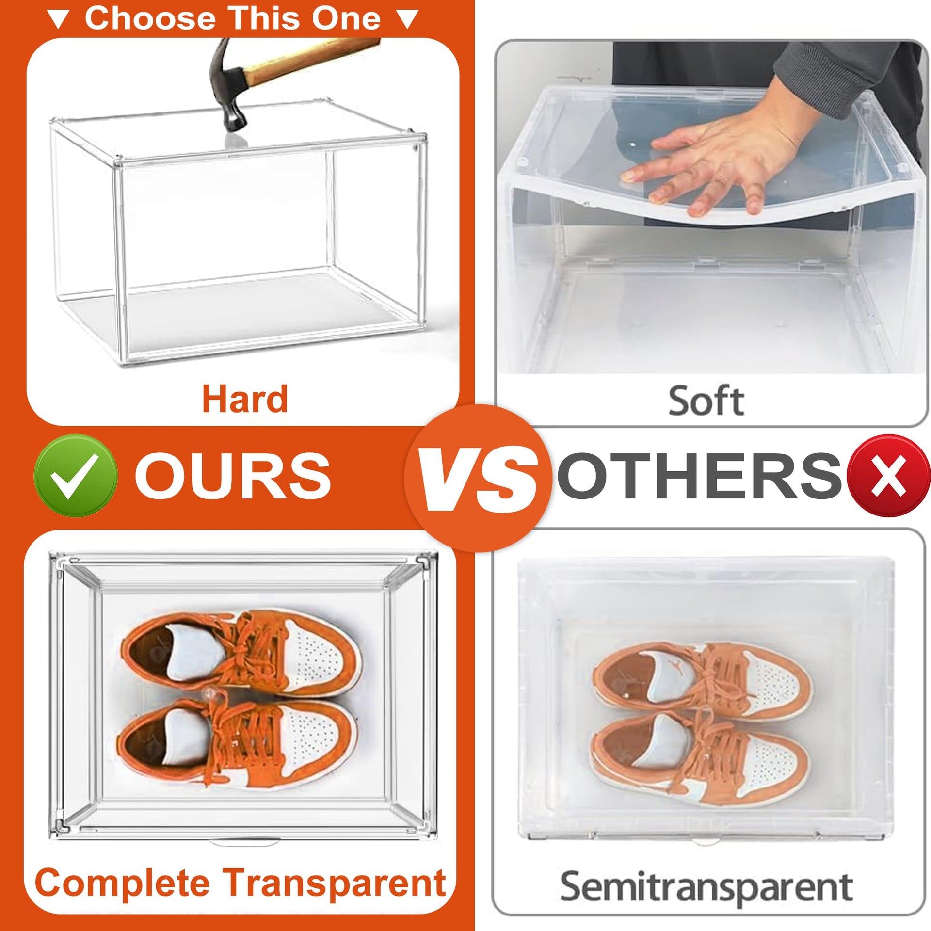 12 Pack Clear Acrylic Shoe Boxes (12 Count)