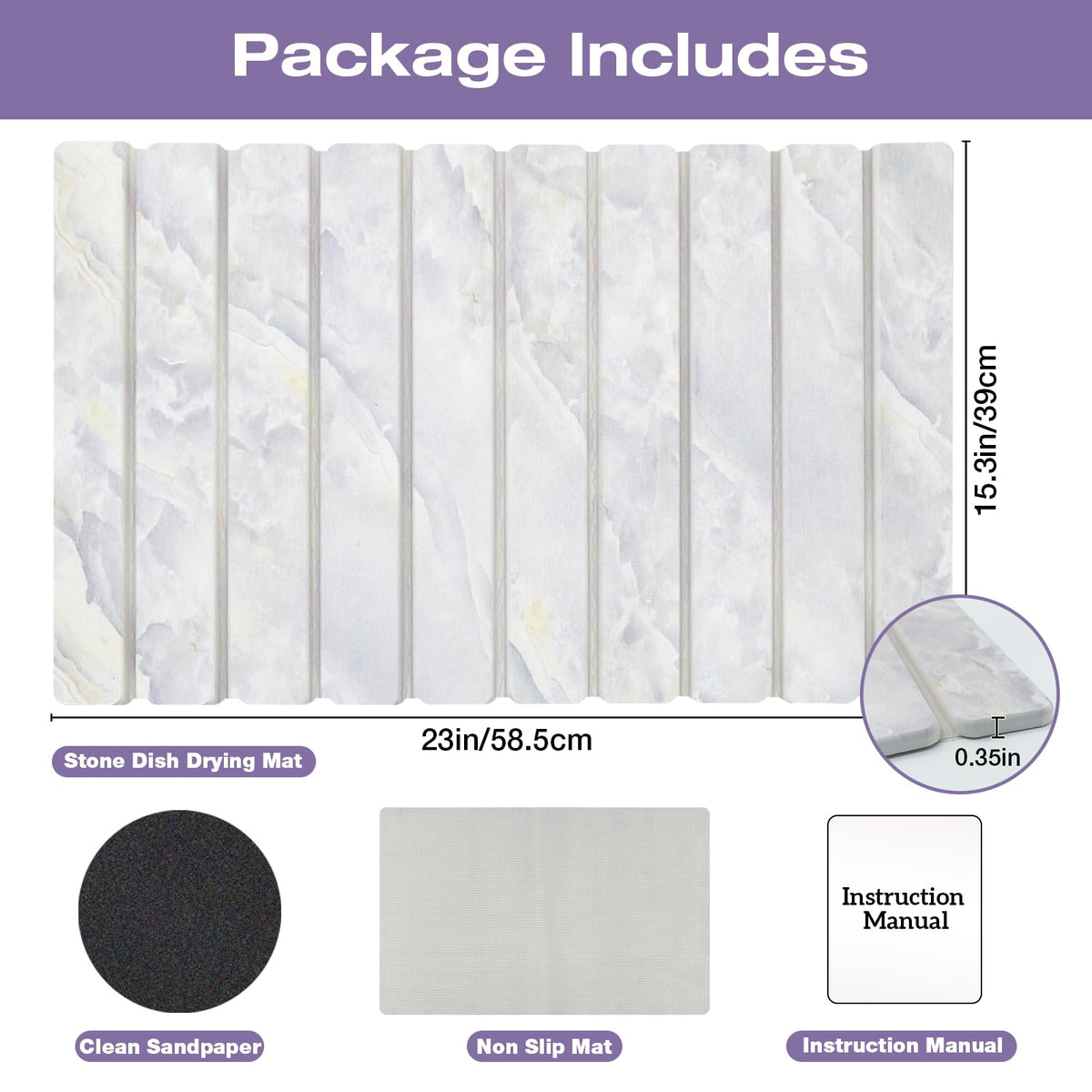 Elegant Grey Marble Drying Mat