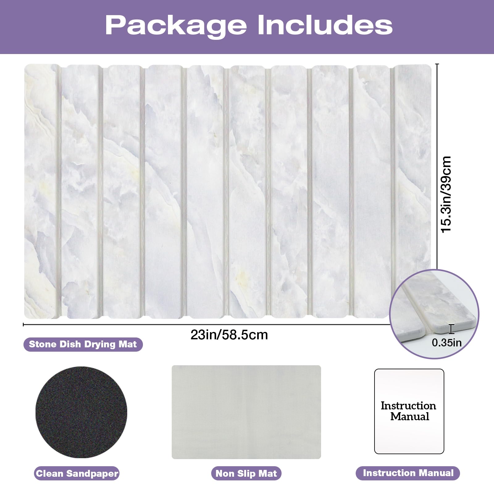 Elegant Grey Marble Drying Mat