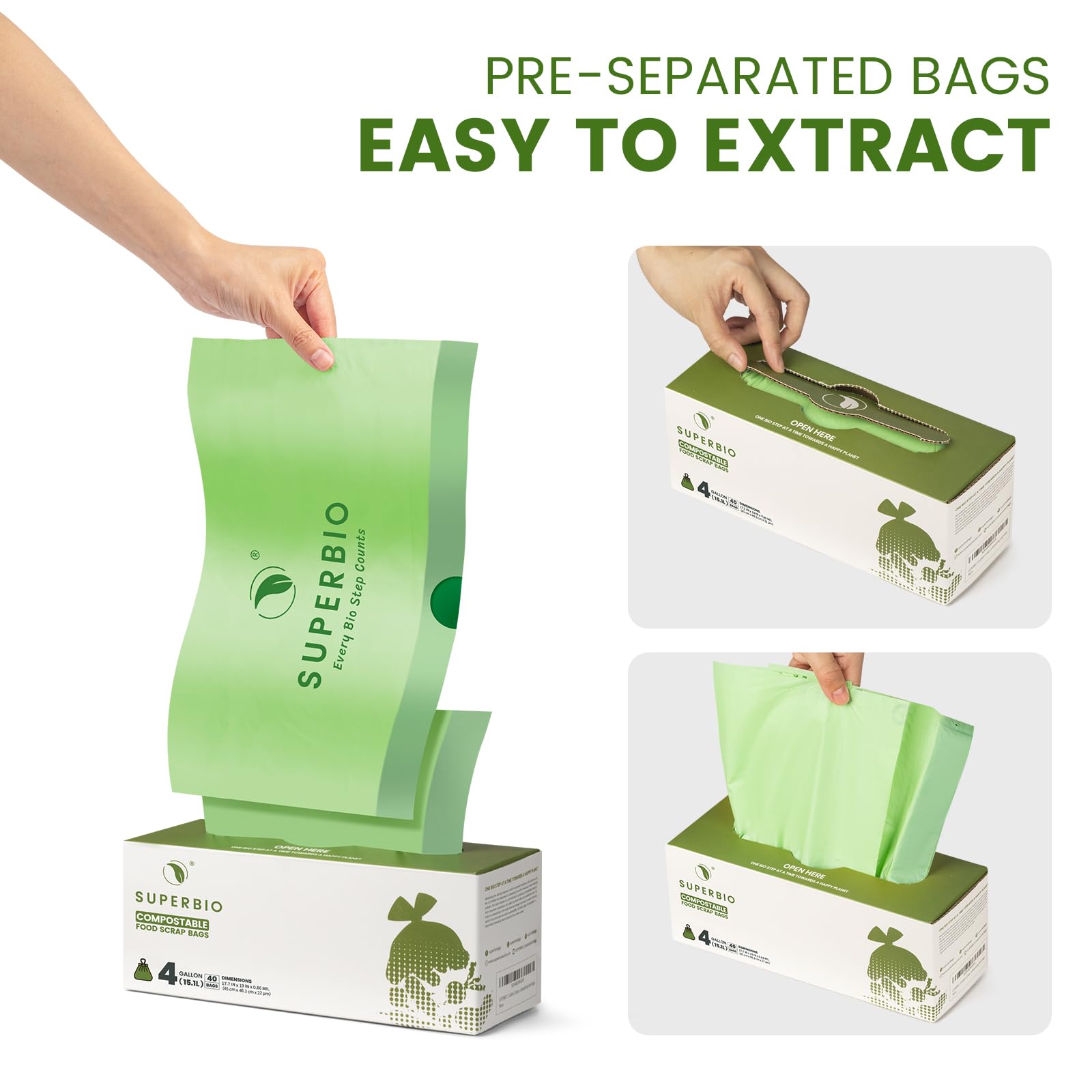 4 Gallon Compostable Drawstring Food Scrap Bags (40 Count)