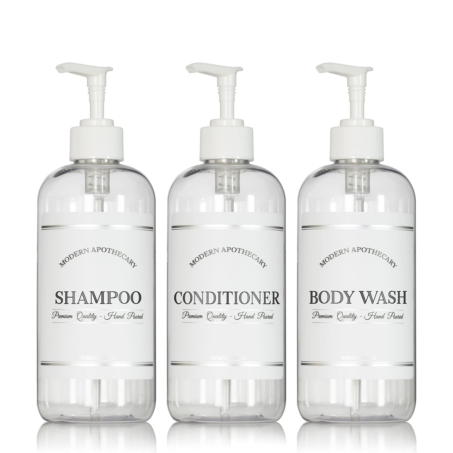 Clear Refillable Shampoo and Conditioner Bottles (3 Count)