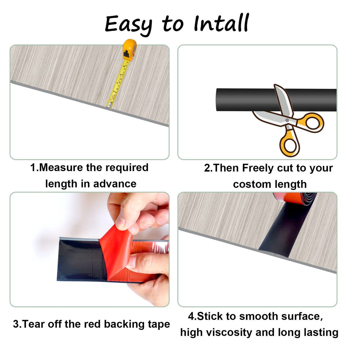 Floor Door Flat Transition Strip & Self Adhesive Floor Vinyl Floor Edge Trim Laminate Floor Gap Covering Joining Strip