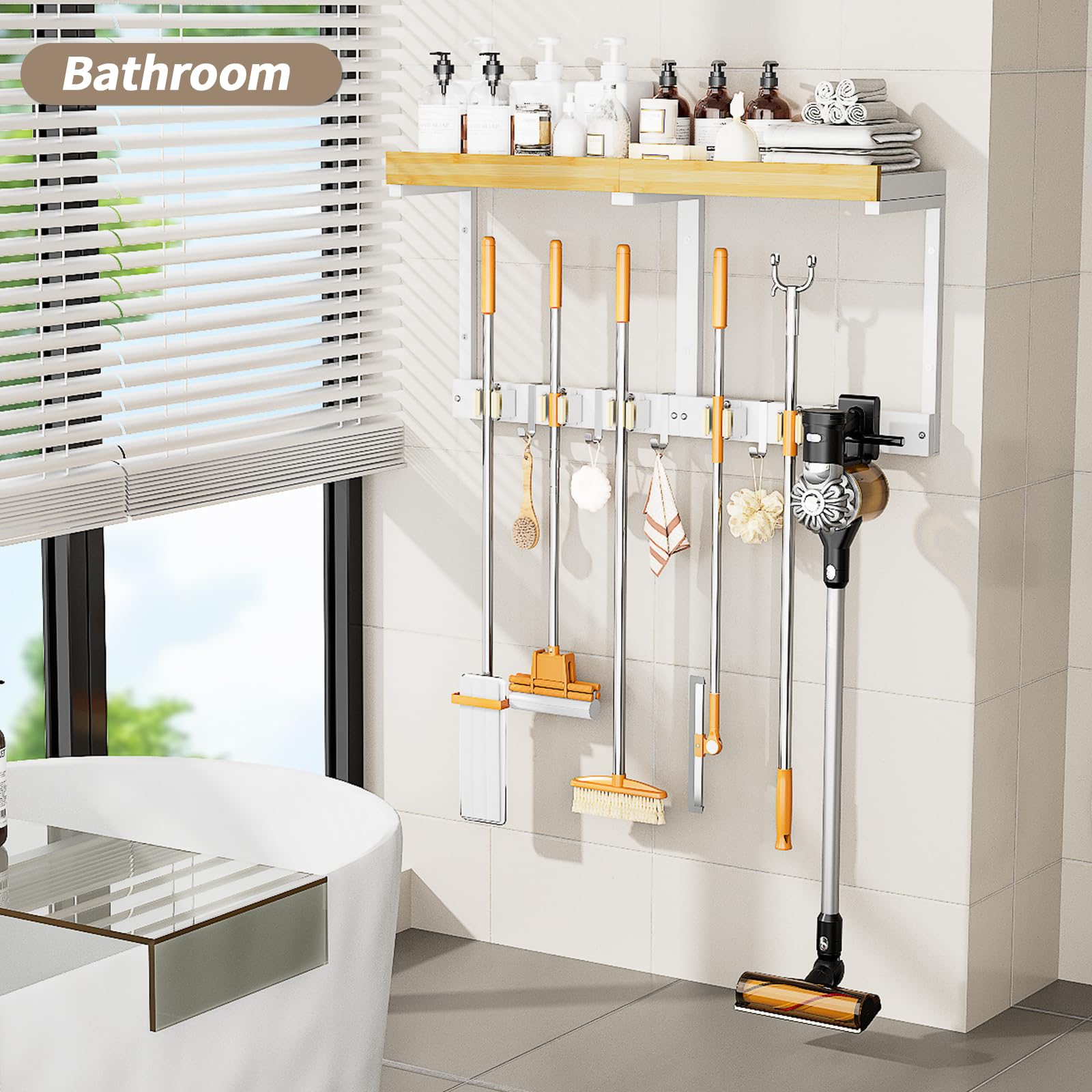 Broom and Mop Organizer Wall Hanging