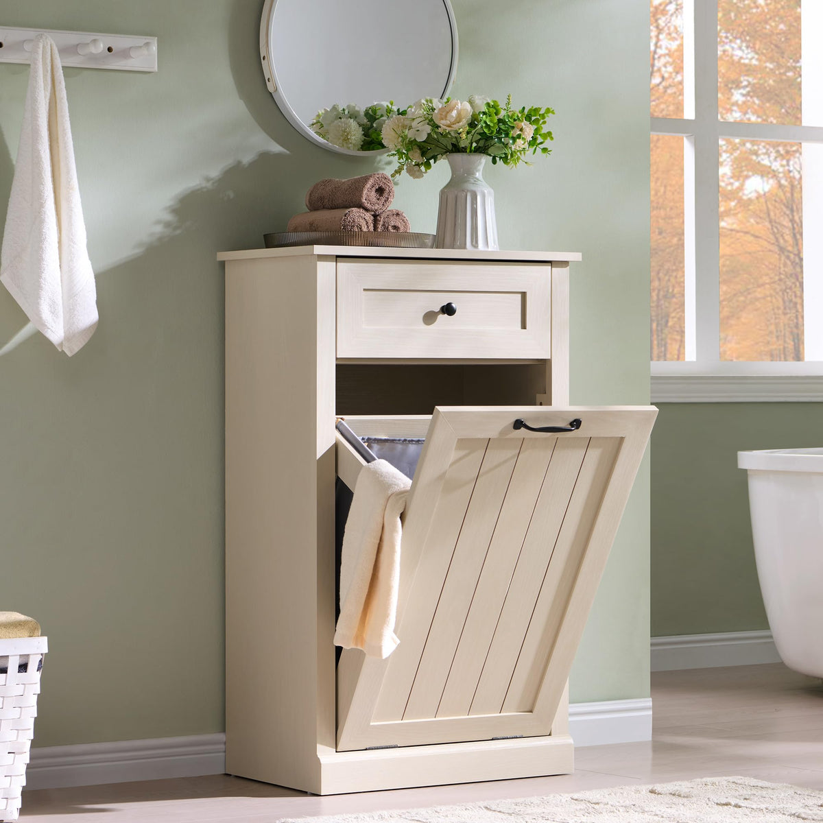 Tilt Out Laundry Hamper Cabinet