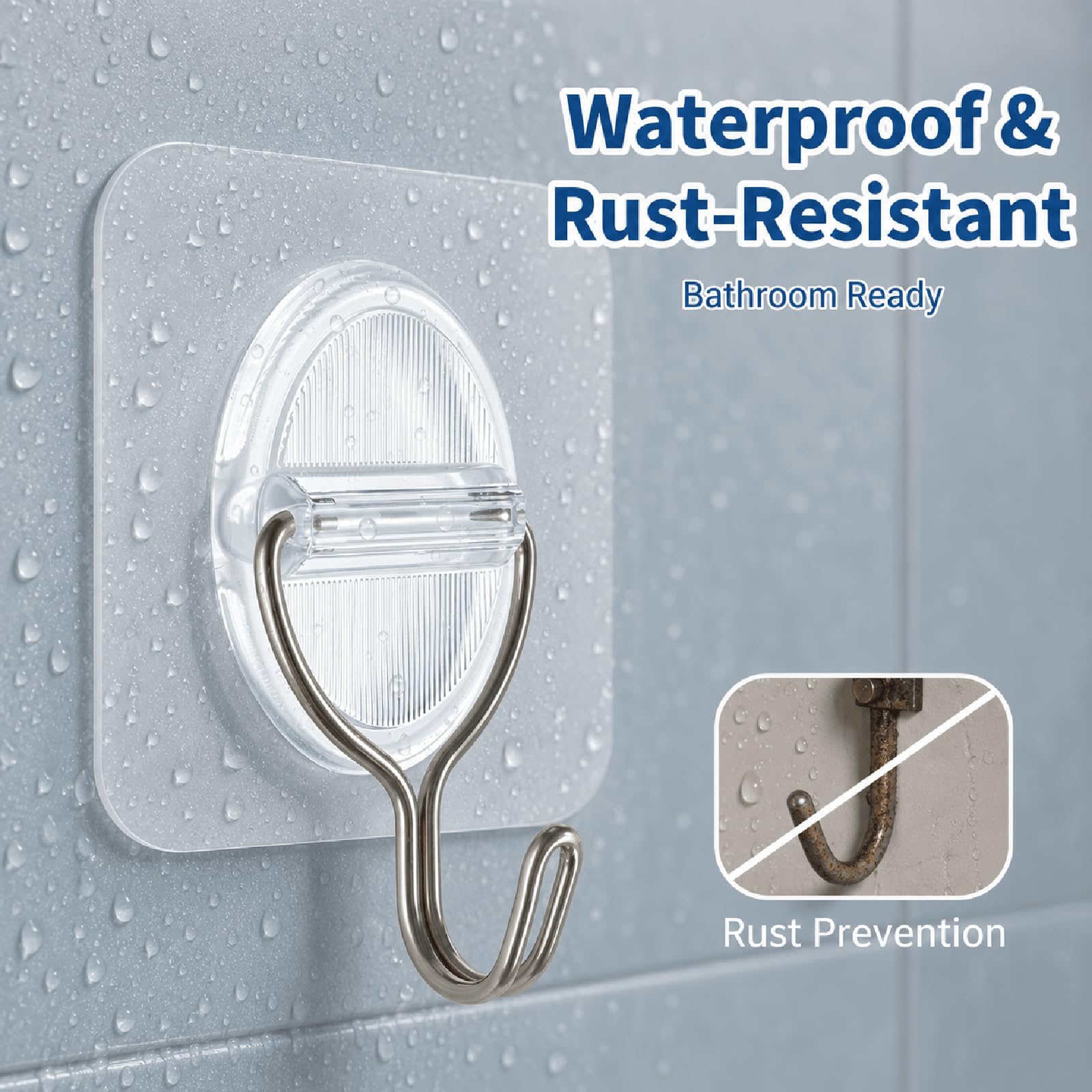 Clear Adhesive Wall Hooks (10 Count)