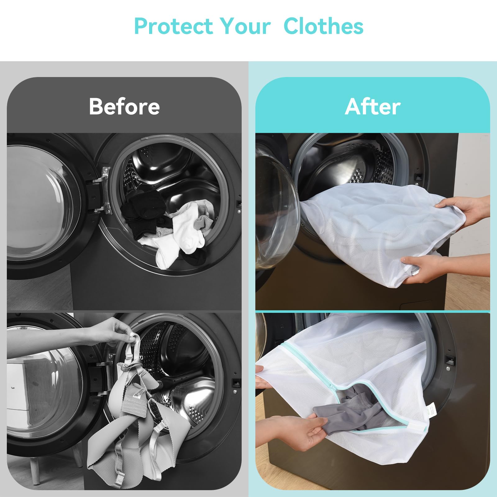 Mesh Laundry Bag for Delicates 20x24 inch Mesh Wash Bag for Washing Machine Zippered Net Laundry Bag for Bra Underwear College Dorm Home Don't Drying