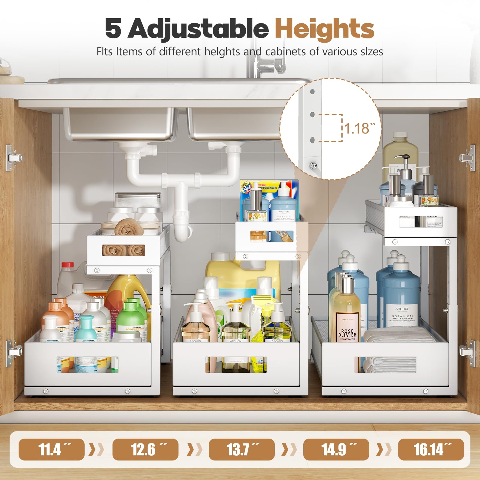 2 Pack 19IN Depth Under Sink Storage Organizer (2 Count)