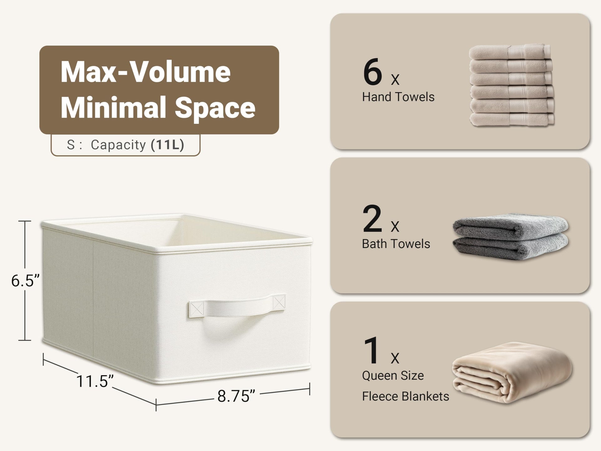 3 Pack Fabric Storage Bins for Shelves (3 Count)