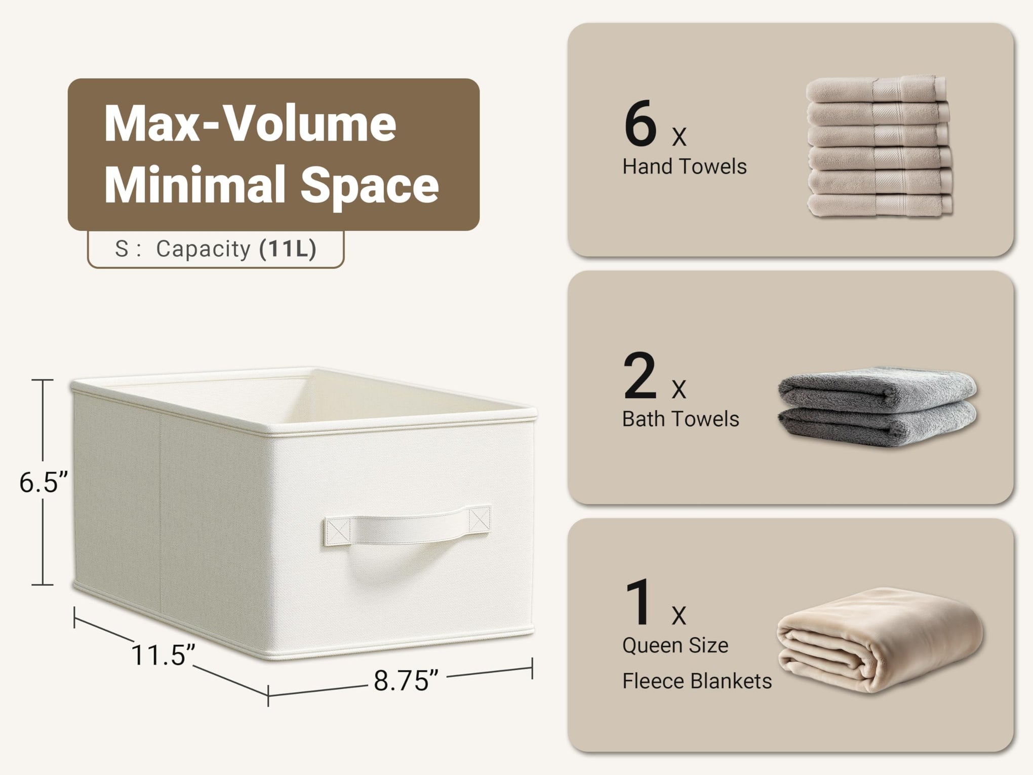 3 Pack Fabric Storage Bins for Shelves (3 Count)