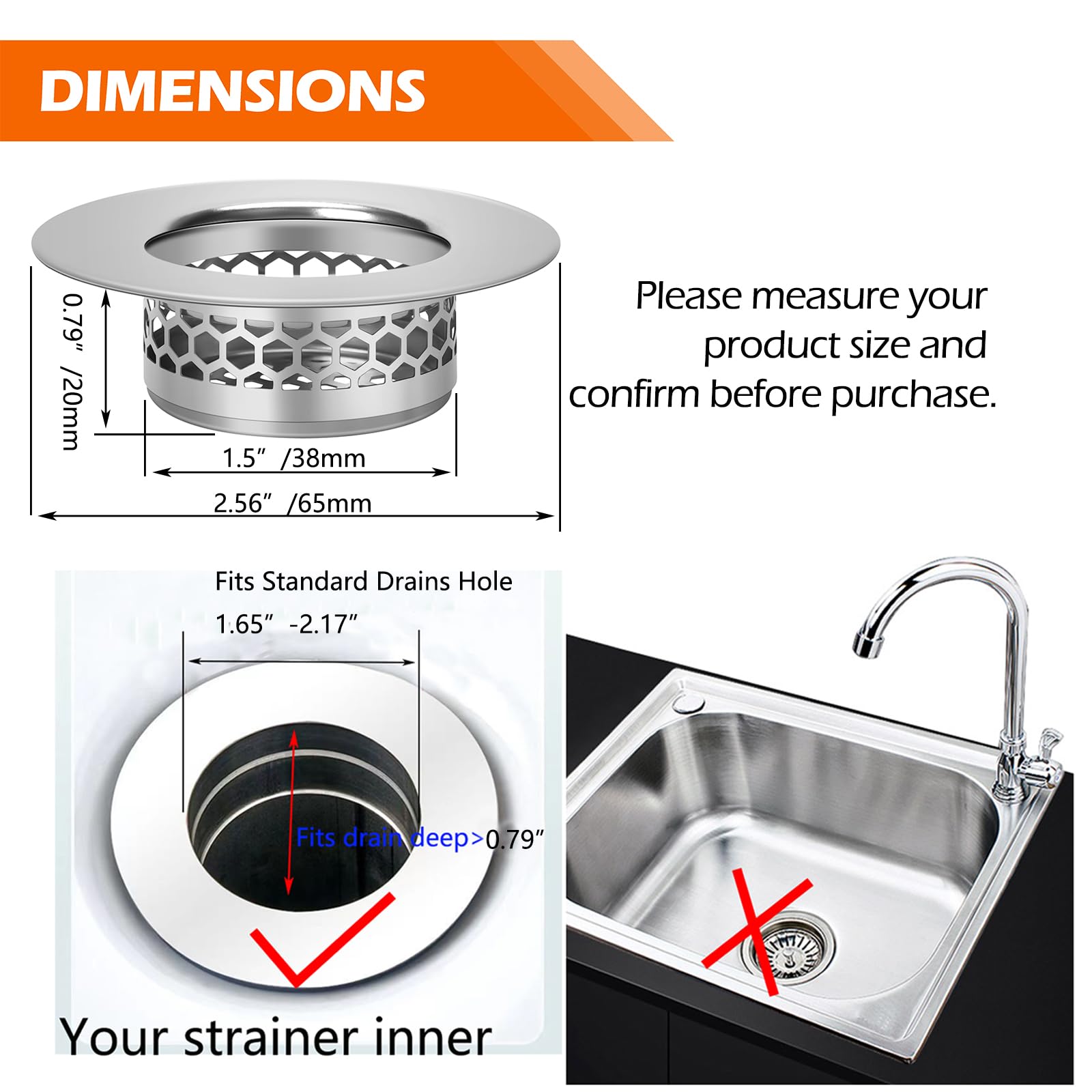 Hair Catcher Shower Drain Bathtub Lavatory Sink Drain Strainer for Laundry (2 Count)