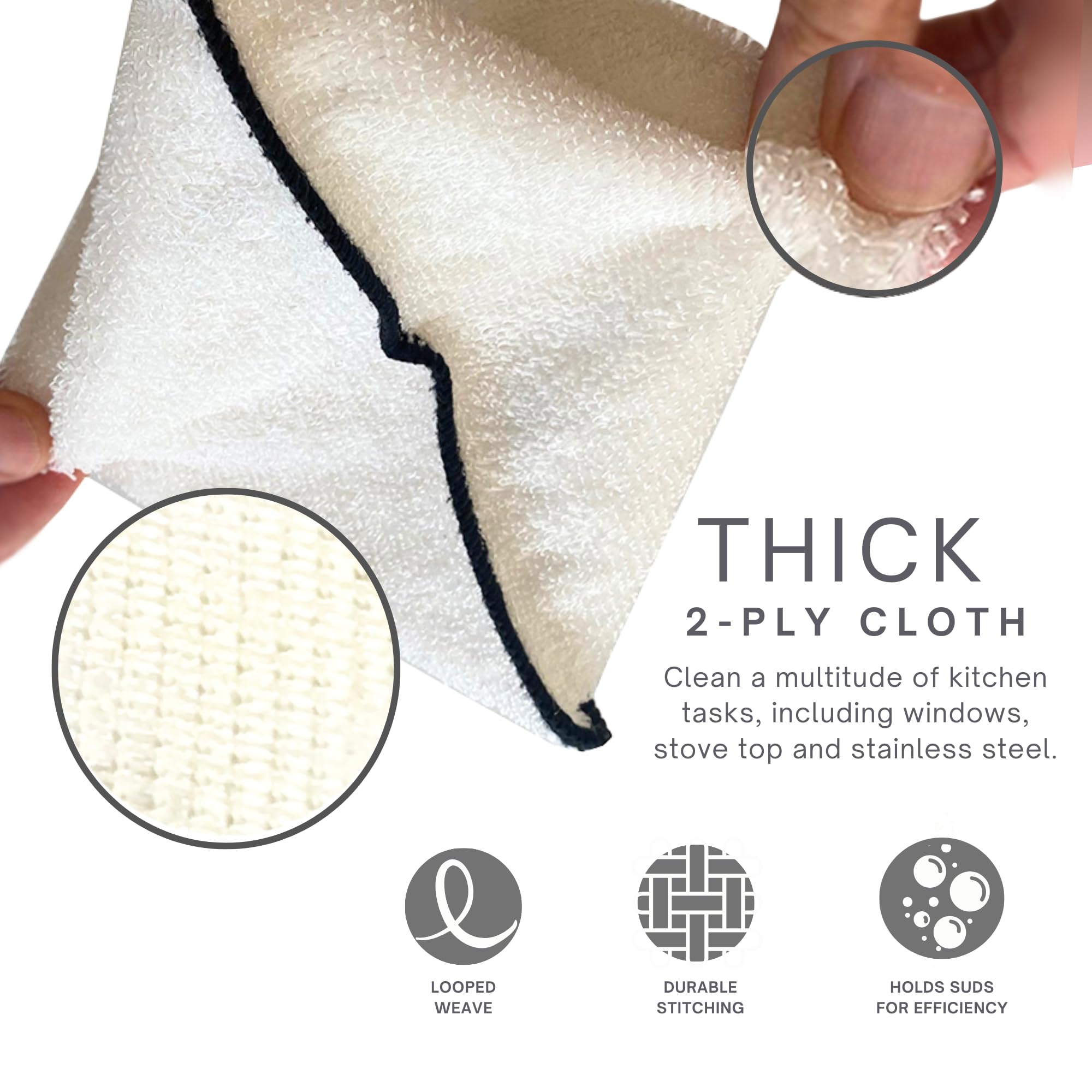 Dishcloths Kitchen Dishrag Cleaning Scrub Reusable 6pk 6x7in (6 Count)