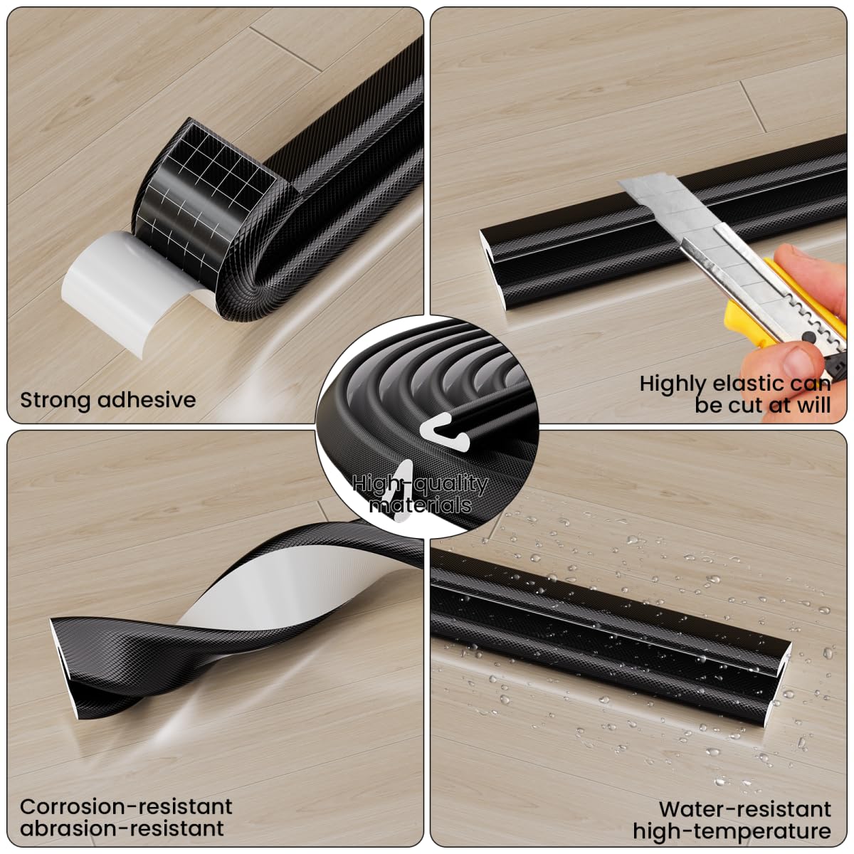 V Shape Thin Foam Weather Stripping Door Frame Seal Strip 2Pcs×26FT Black (52 Foot)