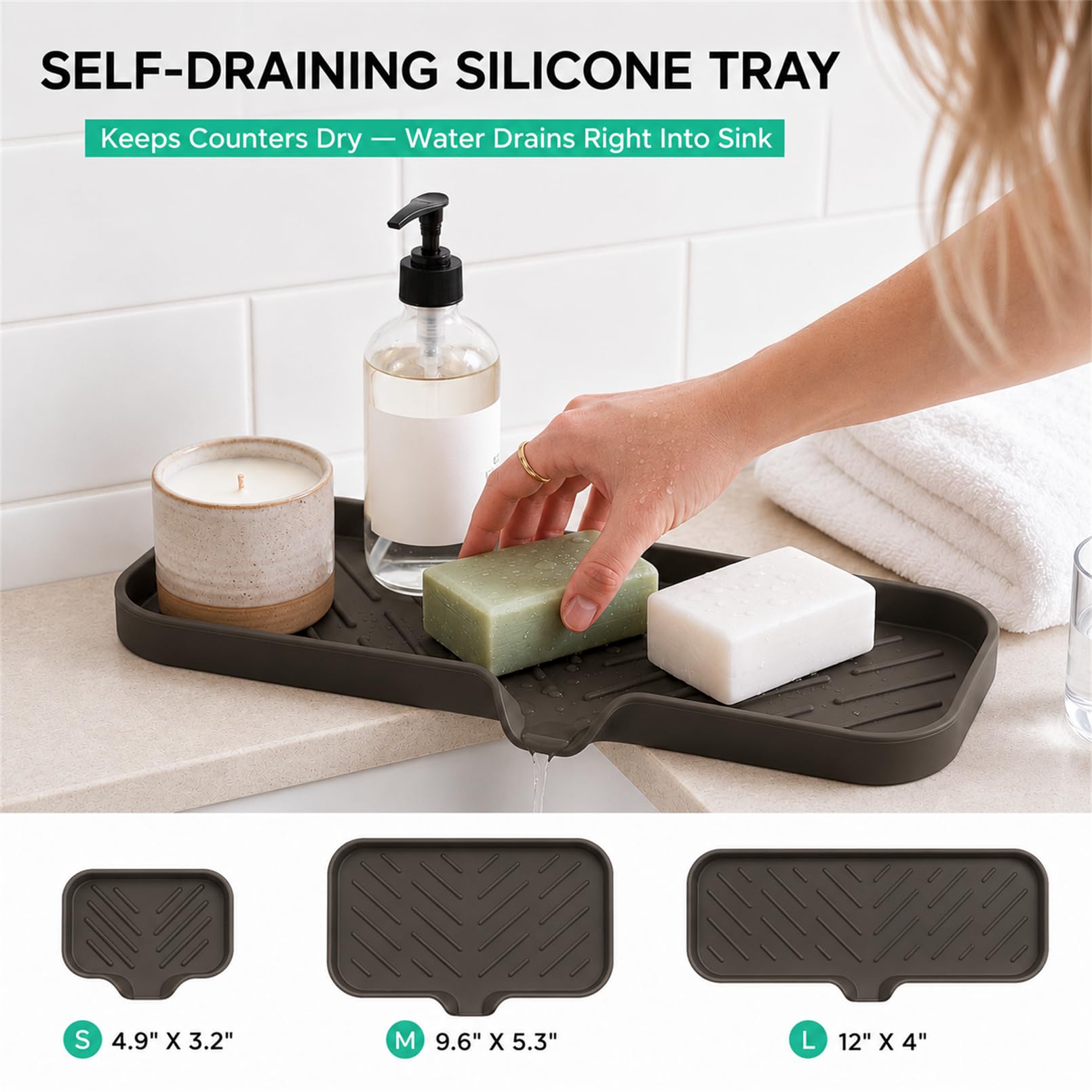 Silicone Soap Dish with Drain Spout