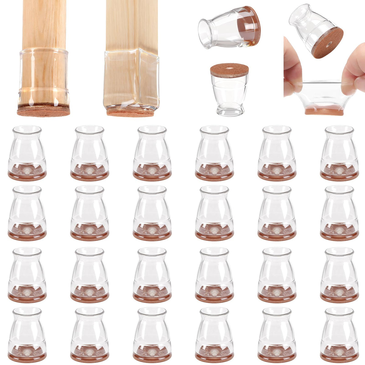 24 Pack Extra Small Chair Leg Floor Protectors for Hardwood Floors (24 Count)