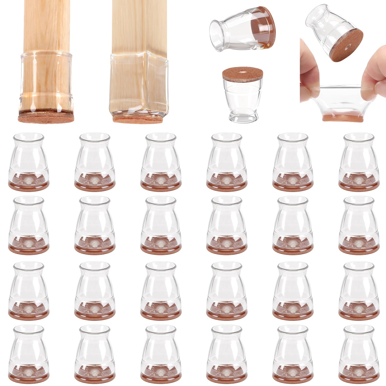 24 Pack Extra Small Chair Leg Floor Protectors for Hardwood Floors (24 Count)