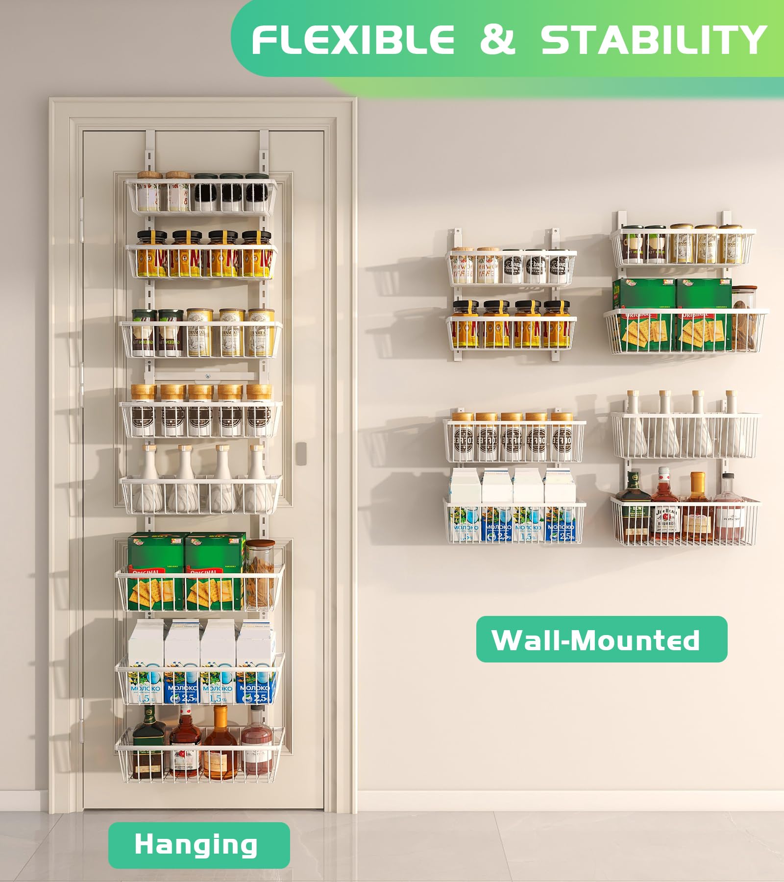 White 12 Inch Wide Narrow Over The Door Pantry Organizer