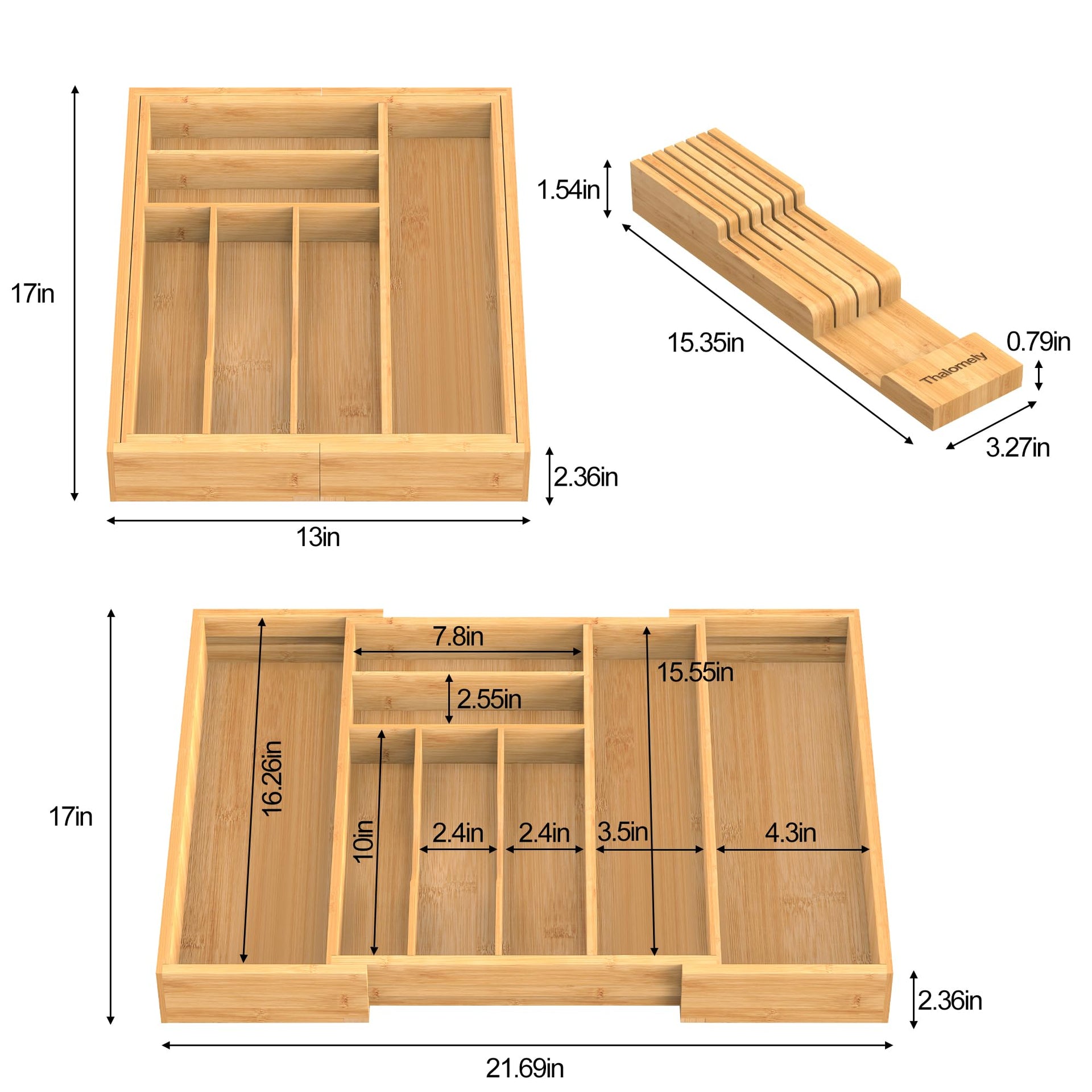 Bamboo Silverware Drawer Organizer
