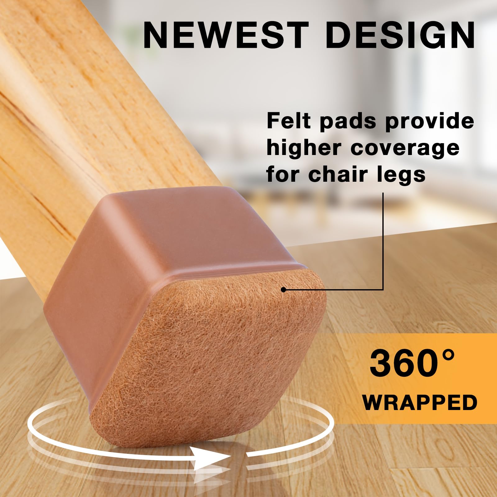 16 Pcs Square Silicone Chair Leg Floor Protectors (16 Count)