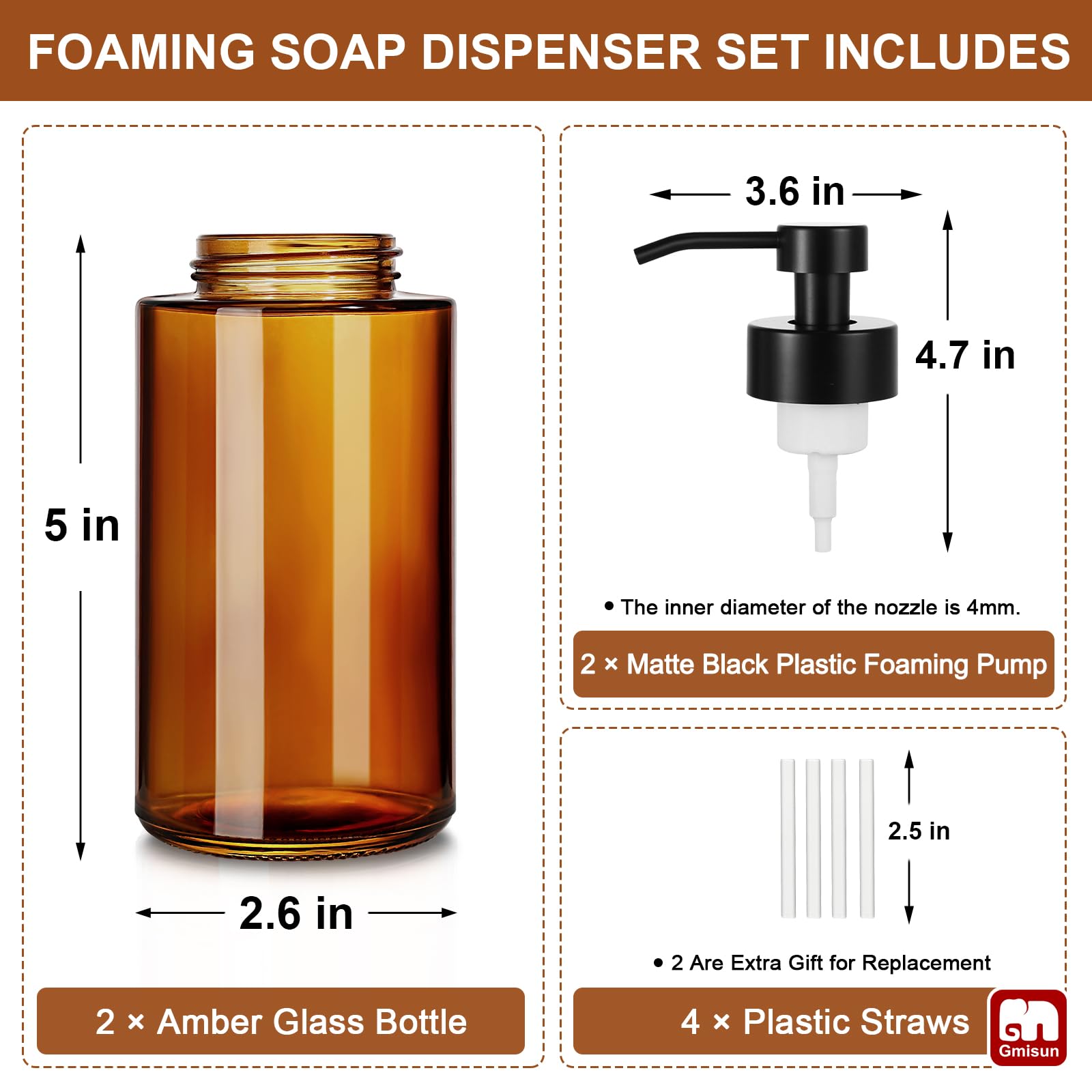 Glass Foaming Soap Dispenser (2 Count)
