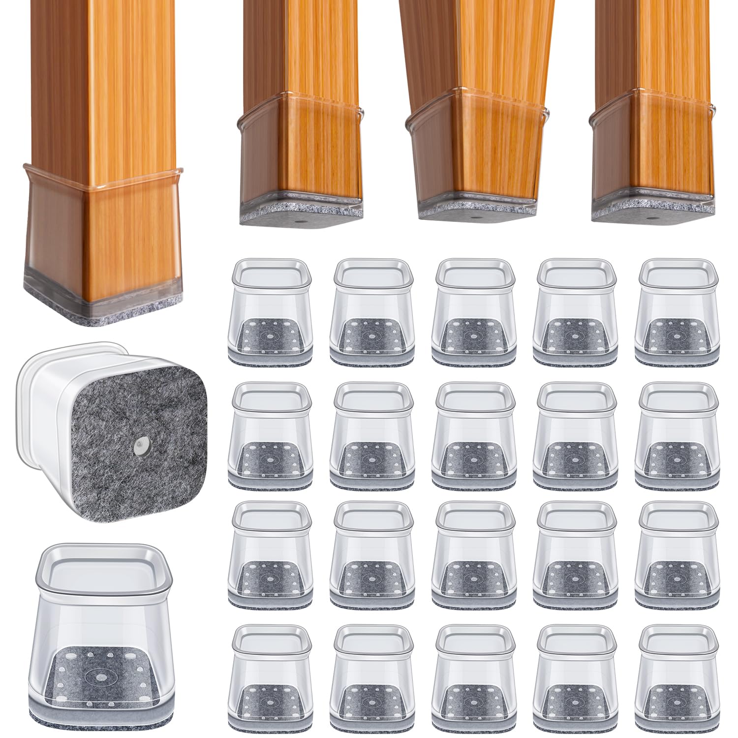 Chair Leg Floor Protectors for Hardwood Floors Anti (20 Count)