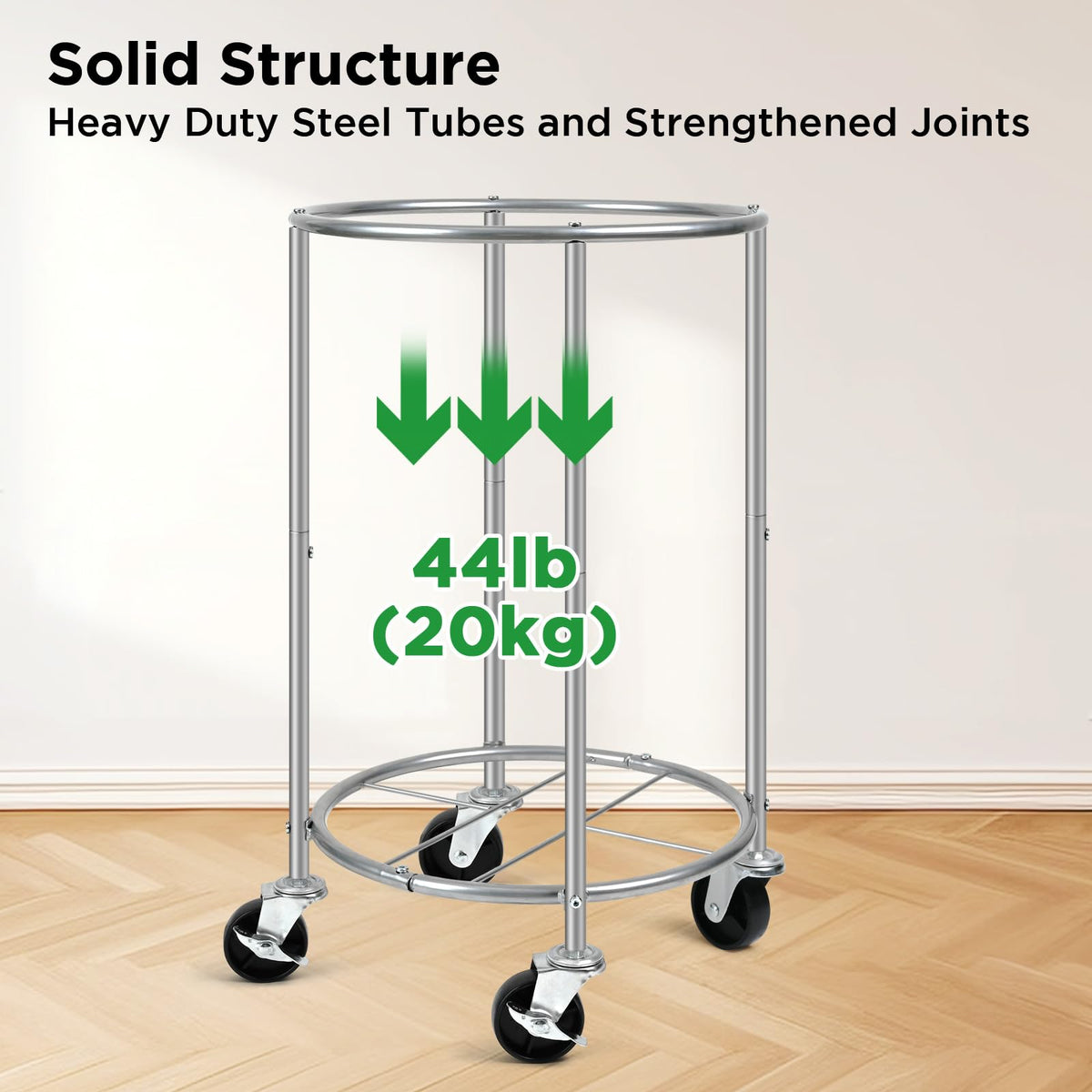 100L Round Rolling Laundry Hamper Basket with Wheels