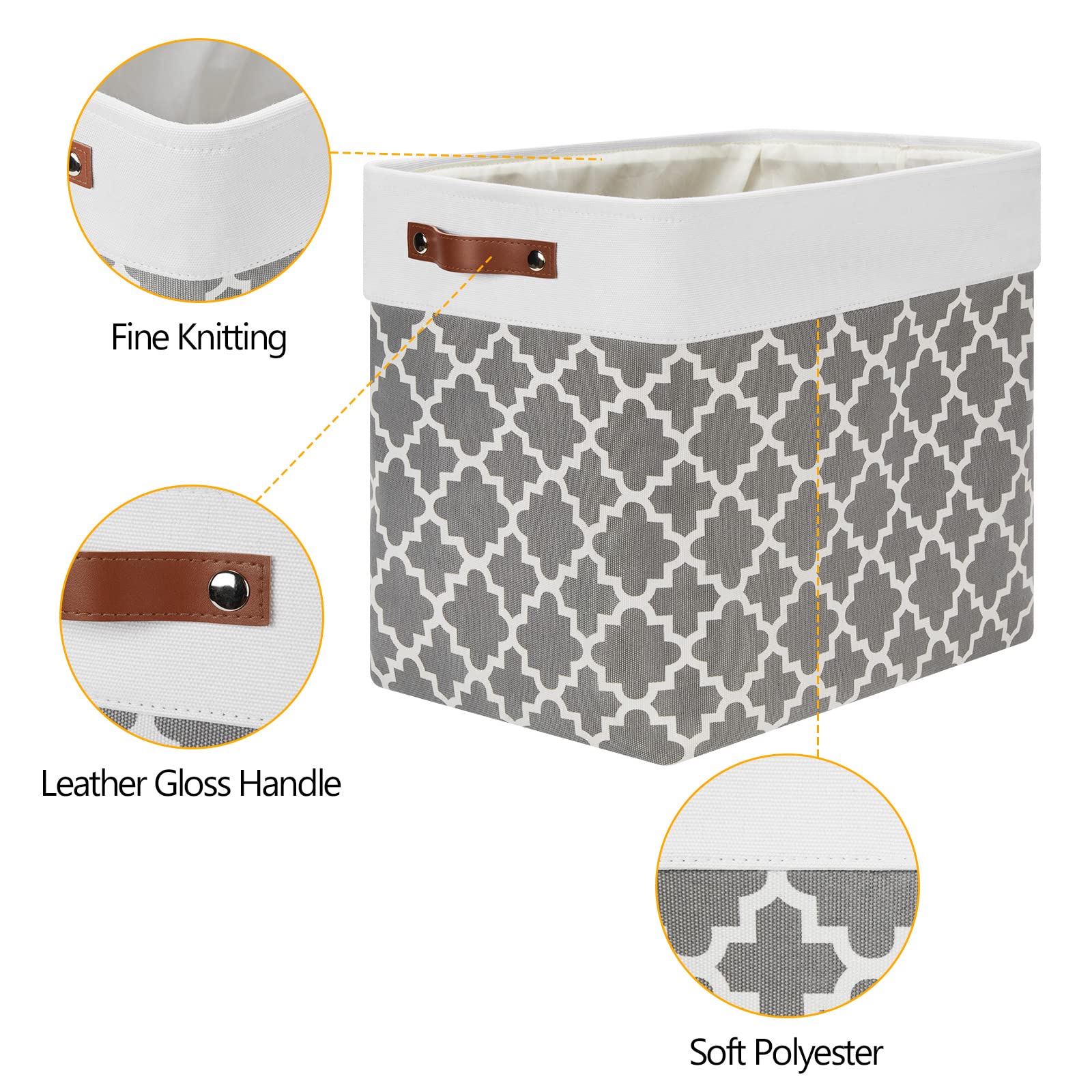 Storage Baskets Large 17"x12"x15" Foldable Rectangular Storage Bins Baskets for Organizing [2 Pack] Fabric Nursery Storage Baskets for Home (2 Count)