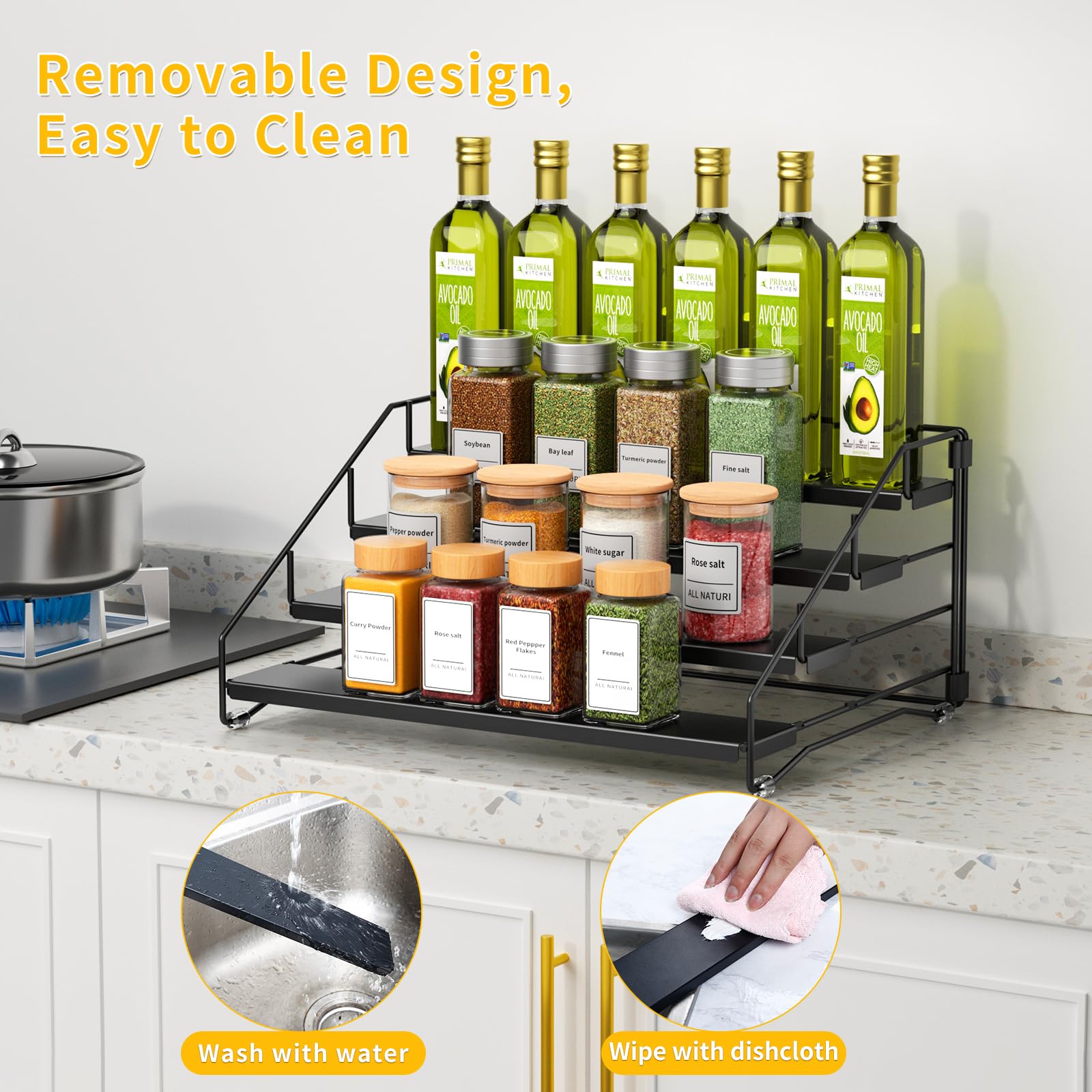 4 Tier Spice Rack Organizer for Cabinet