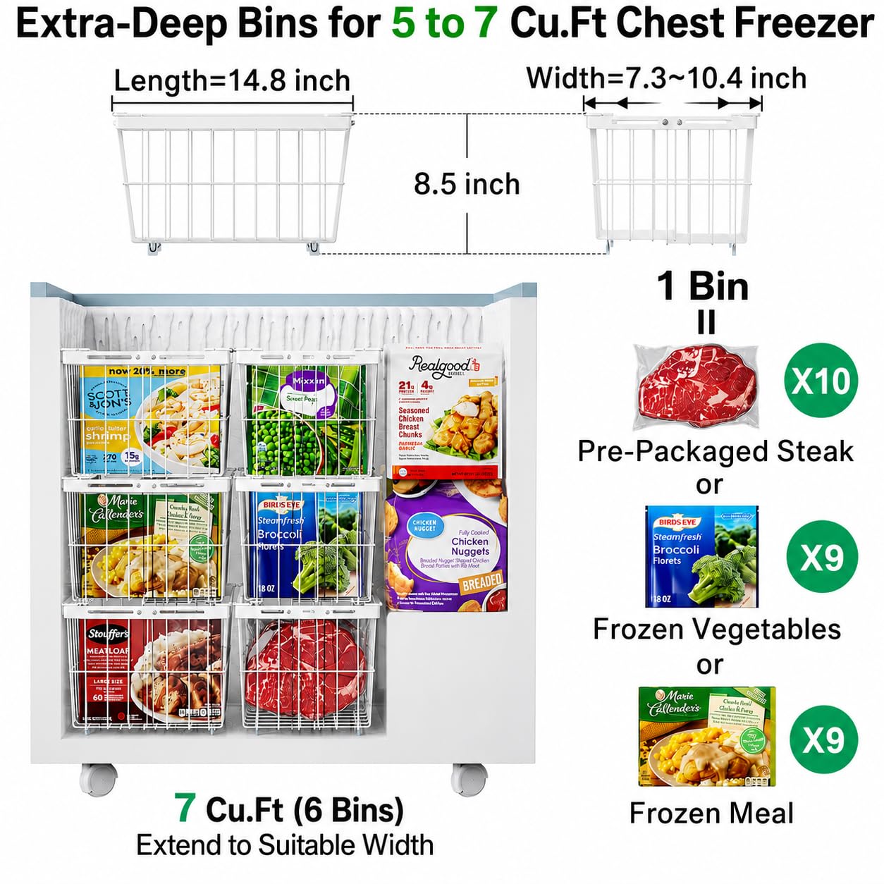 Freezer Organizer Bins (6 Count)