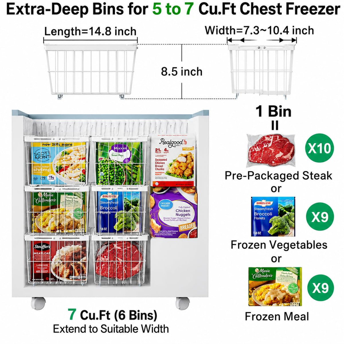 Freezer Organizer Bins (6 Count)