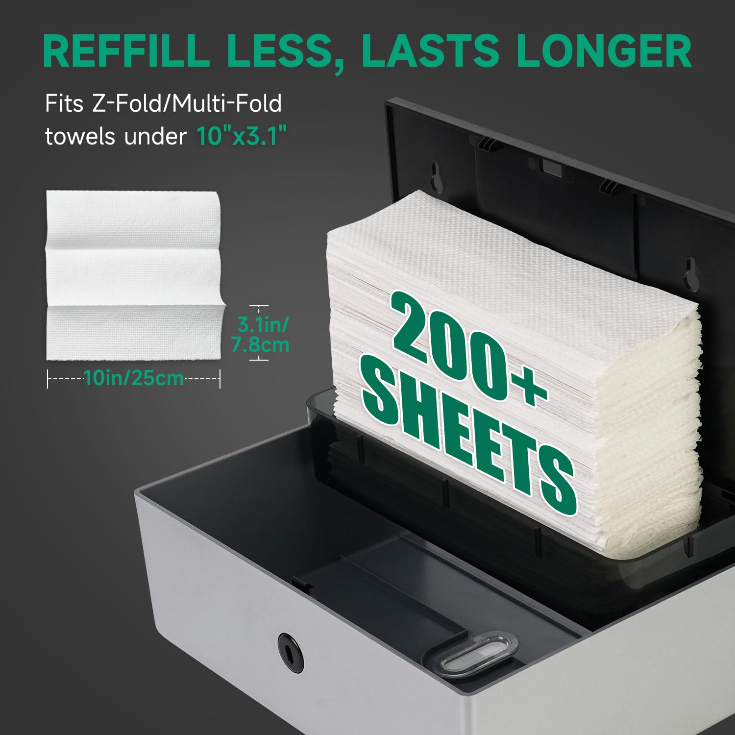 200 Sheet Paper Towel Dispenser Wall Mount (200 Count)