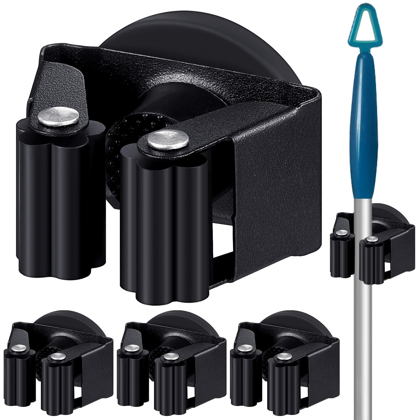4 Pcs Magnetic Broom Holder Wall Mounted Anti Slip Rack