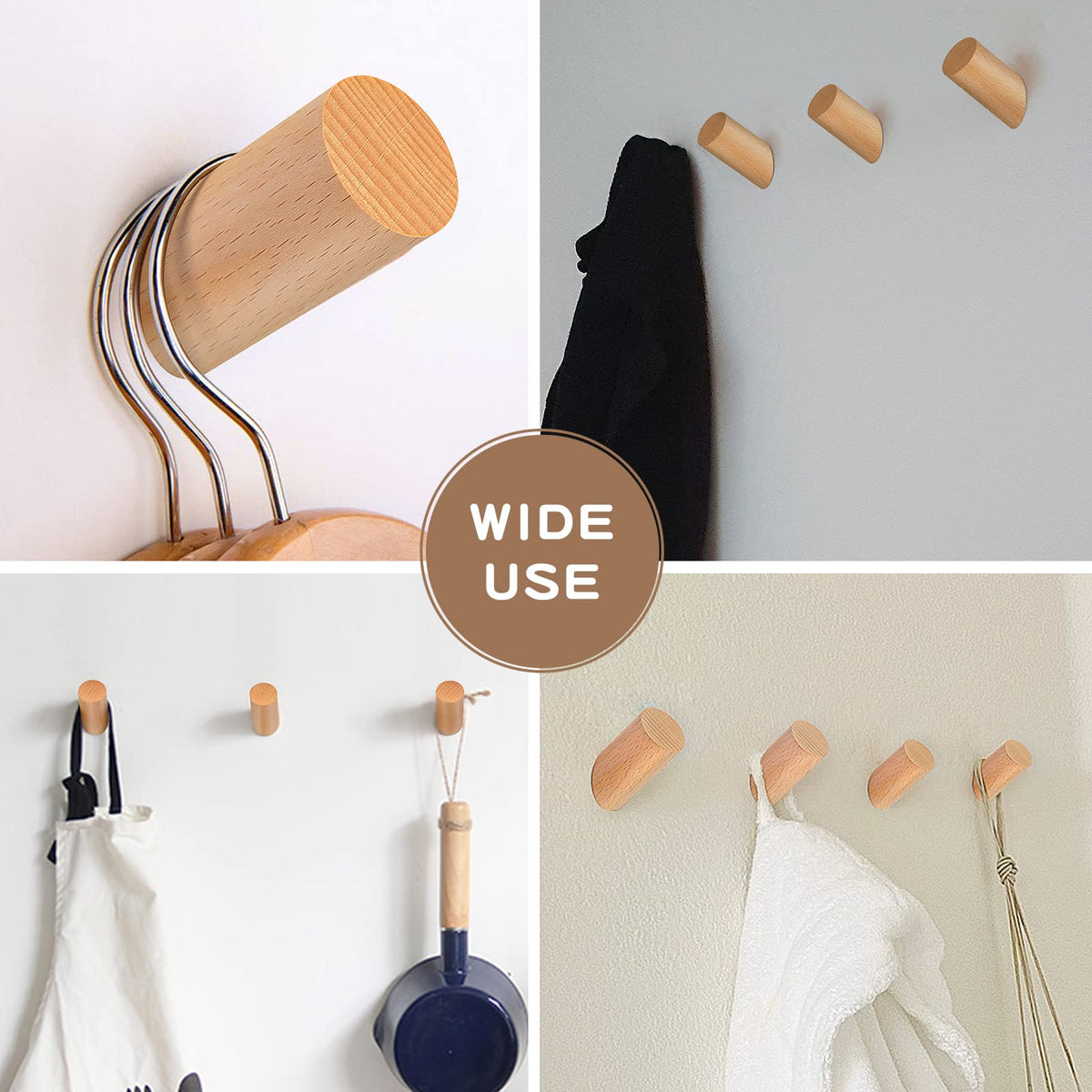 Wood Wall Hooks (6 Count)