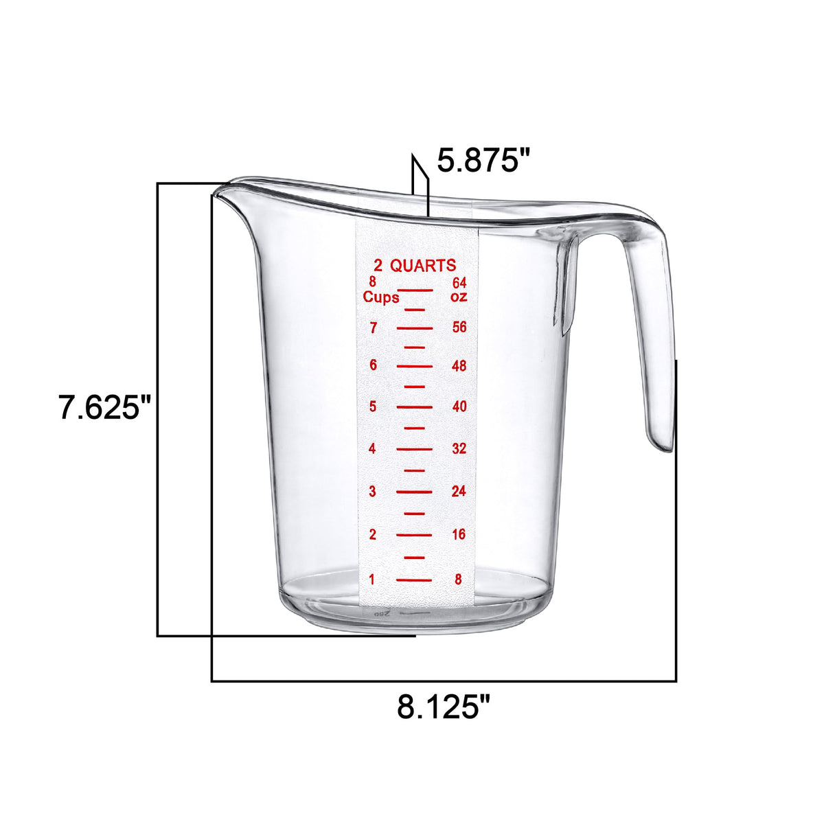 Melissa - 64-Ounce Plastic Measuring Pitcher (1-Pack), 8-Cup (2-Quart) Food-Grade Measuring Jug, Unbreakable, Stackable, Dishwasher-Safe, Great for Oil, Vinegar, Flour, and More