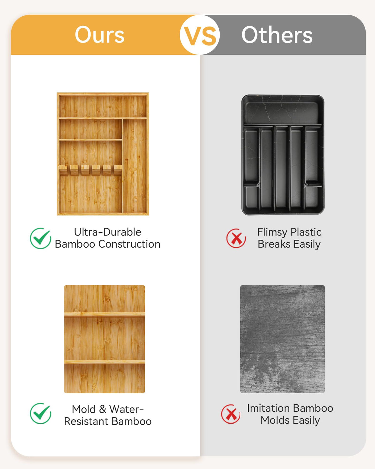 Bamboo Silverware Organizer