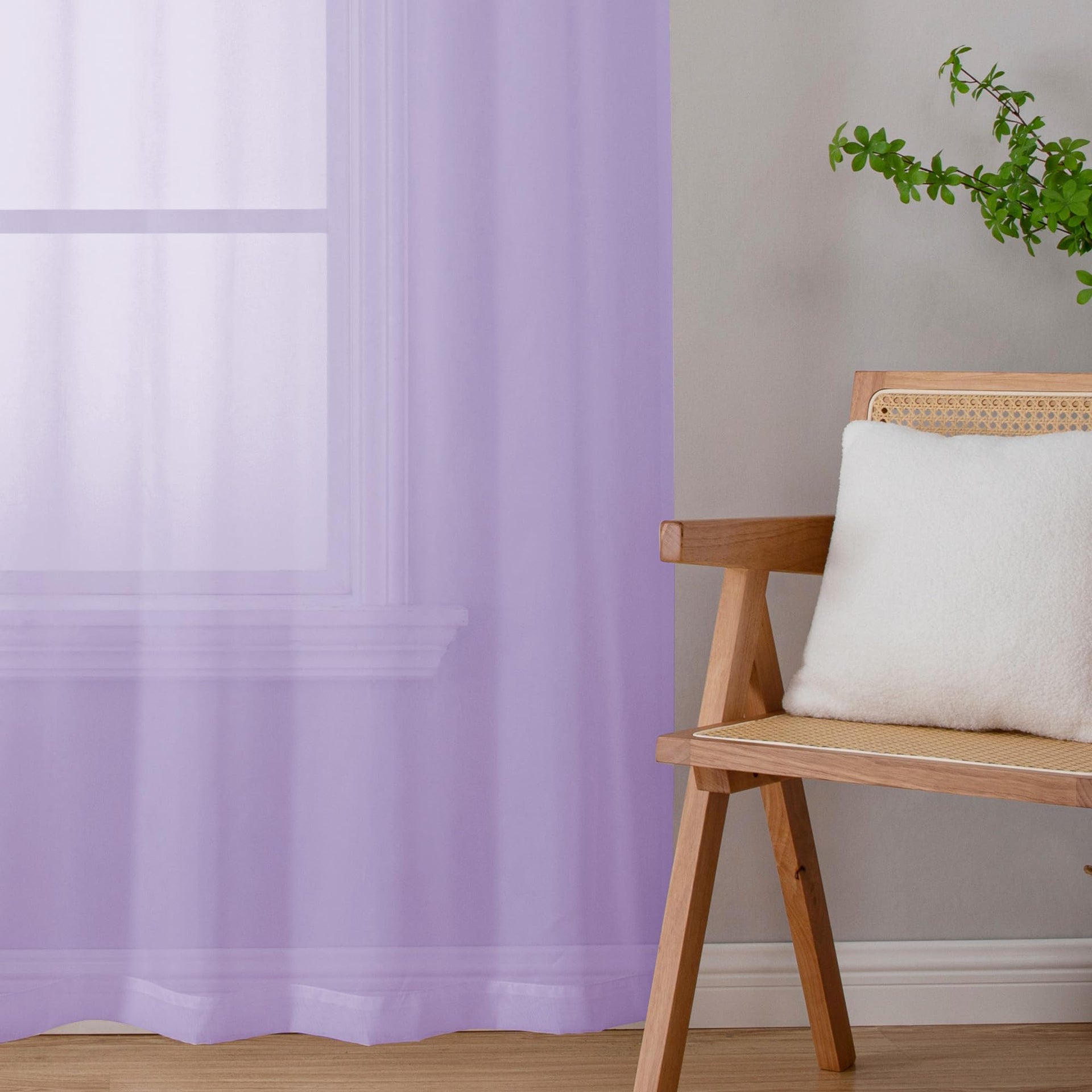 Sheer Lilac Curtains 90 inches Long 2 Panels (2 Count)
