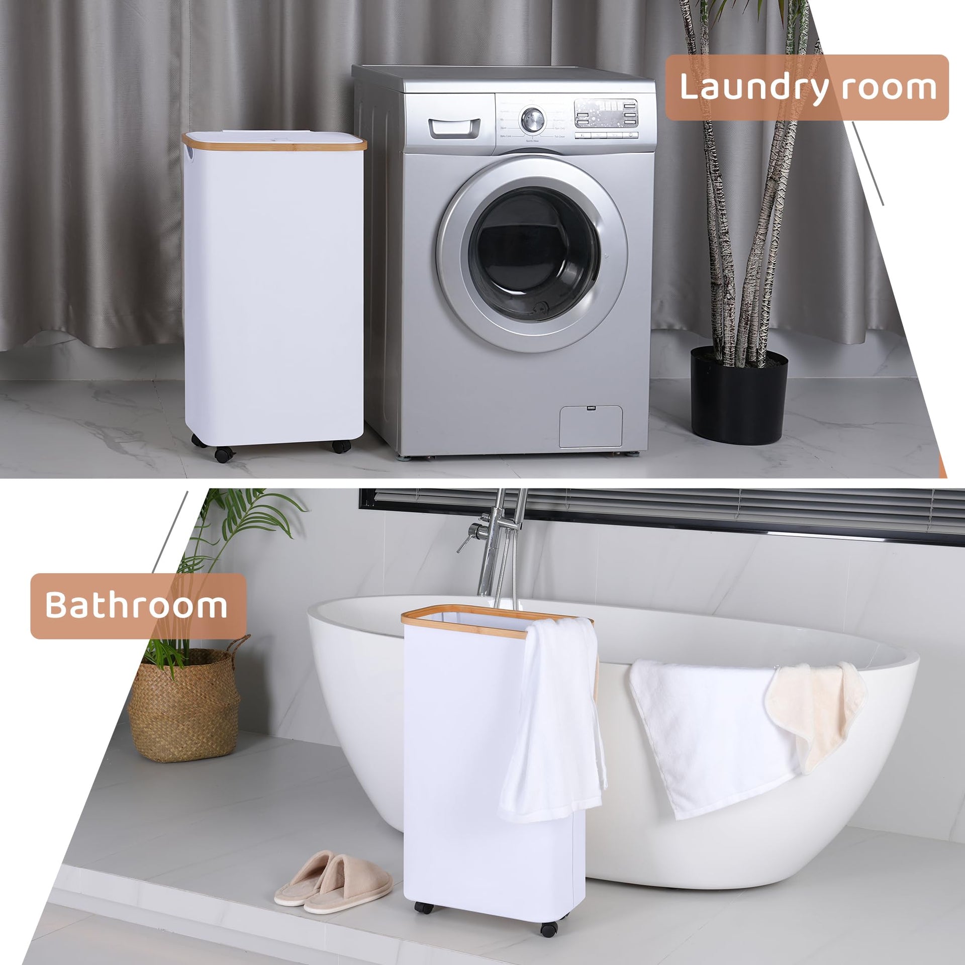 Slim Laundry Basket with Wheels