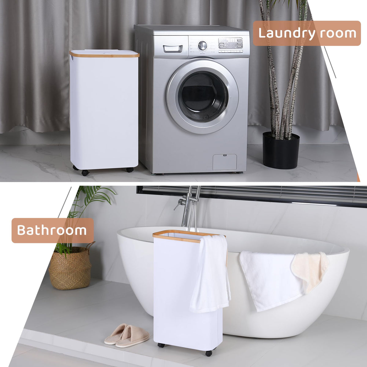 Slim Laundry Basket with Wheels