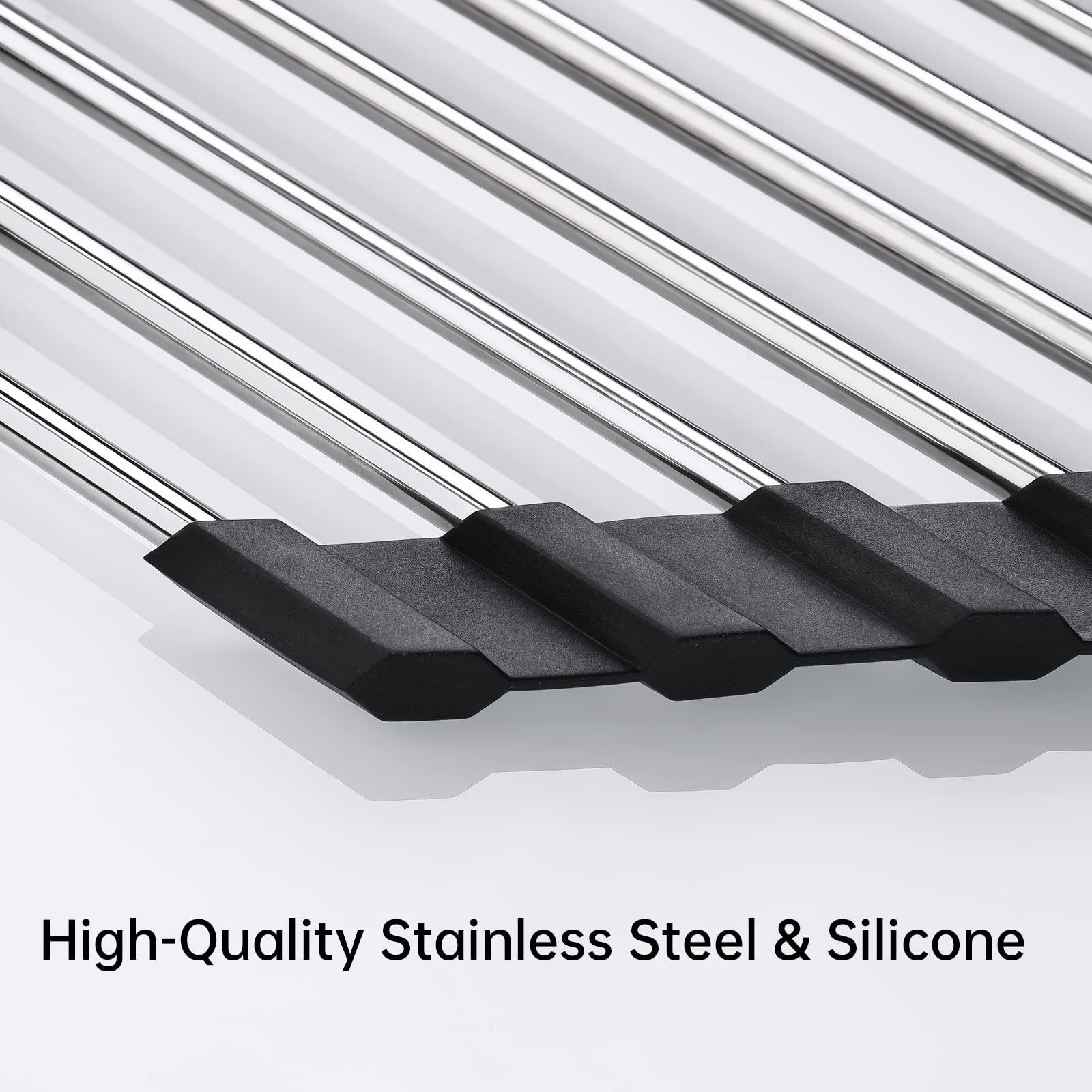 Triangle Roll Up Dish Drying Rack 304 Stainless Steel Black