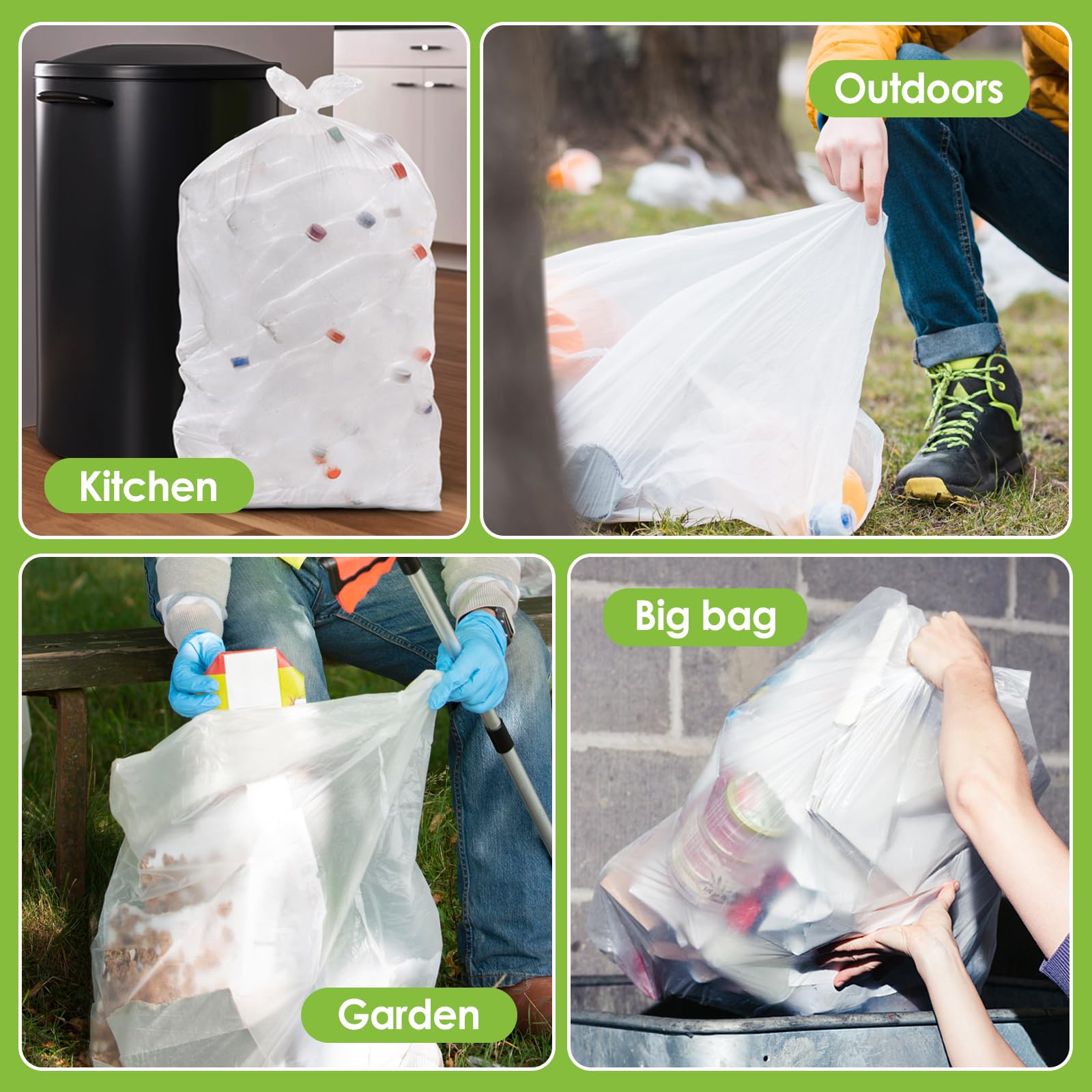 Large Clear Trash Bags 30 (300 Count)