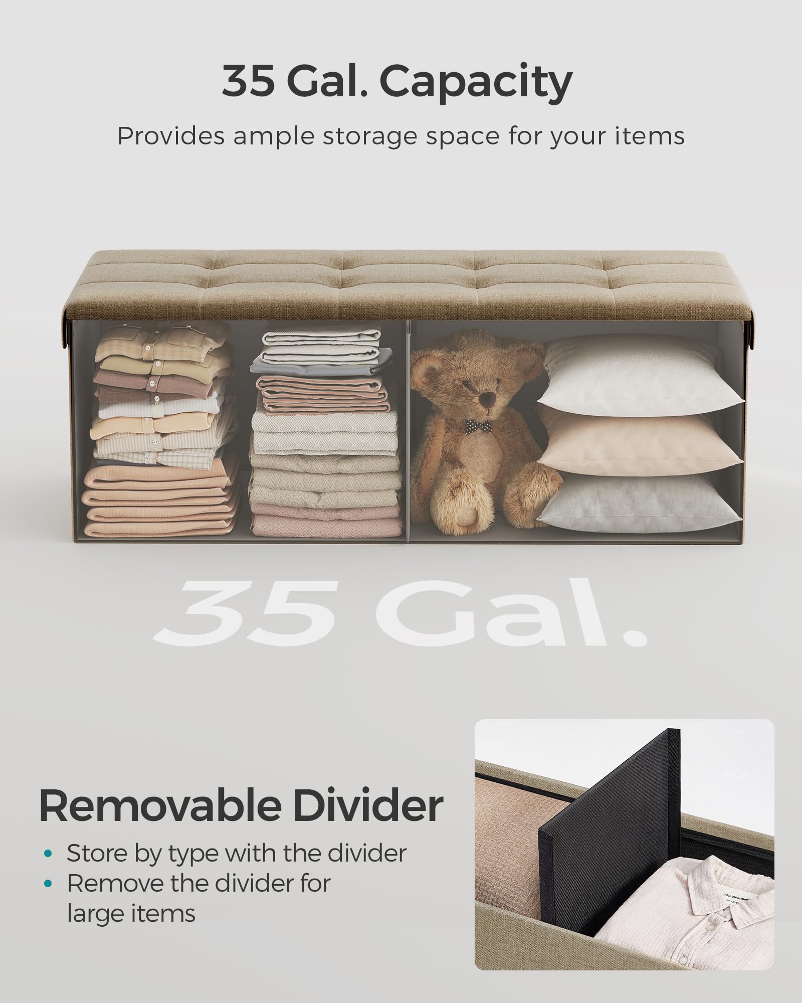 43.3 Inches Folding Storage Ottoman Bench