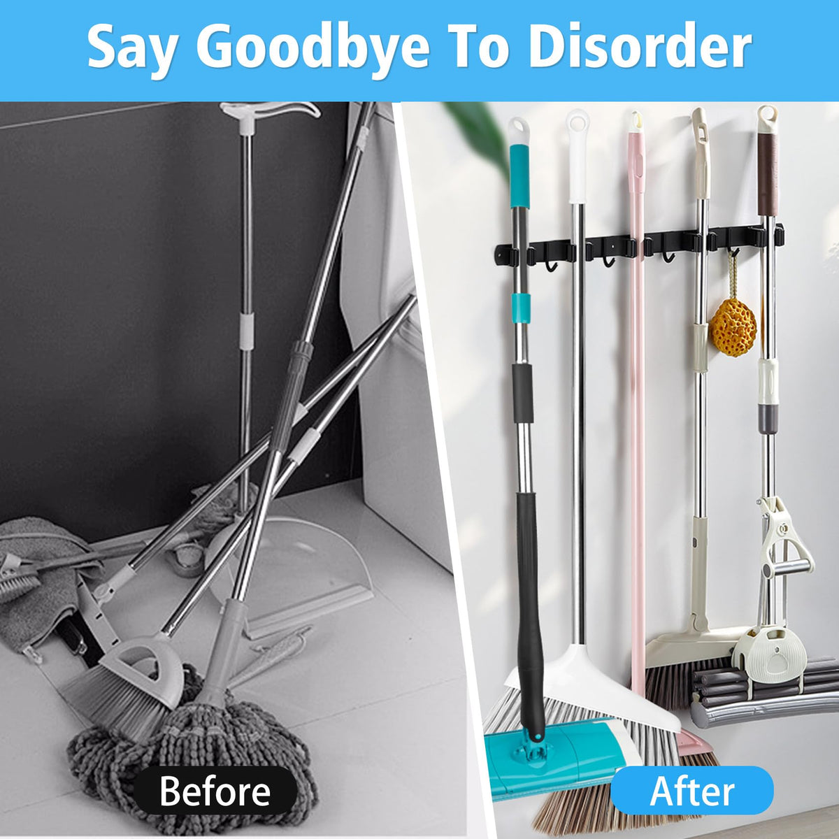 Mop and Broom Holder Wall Mounted